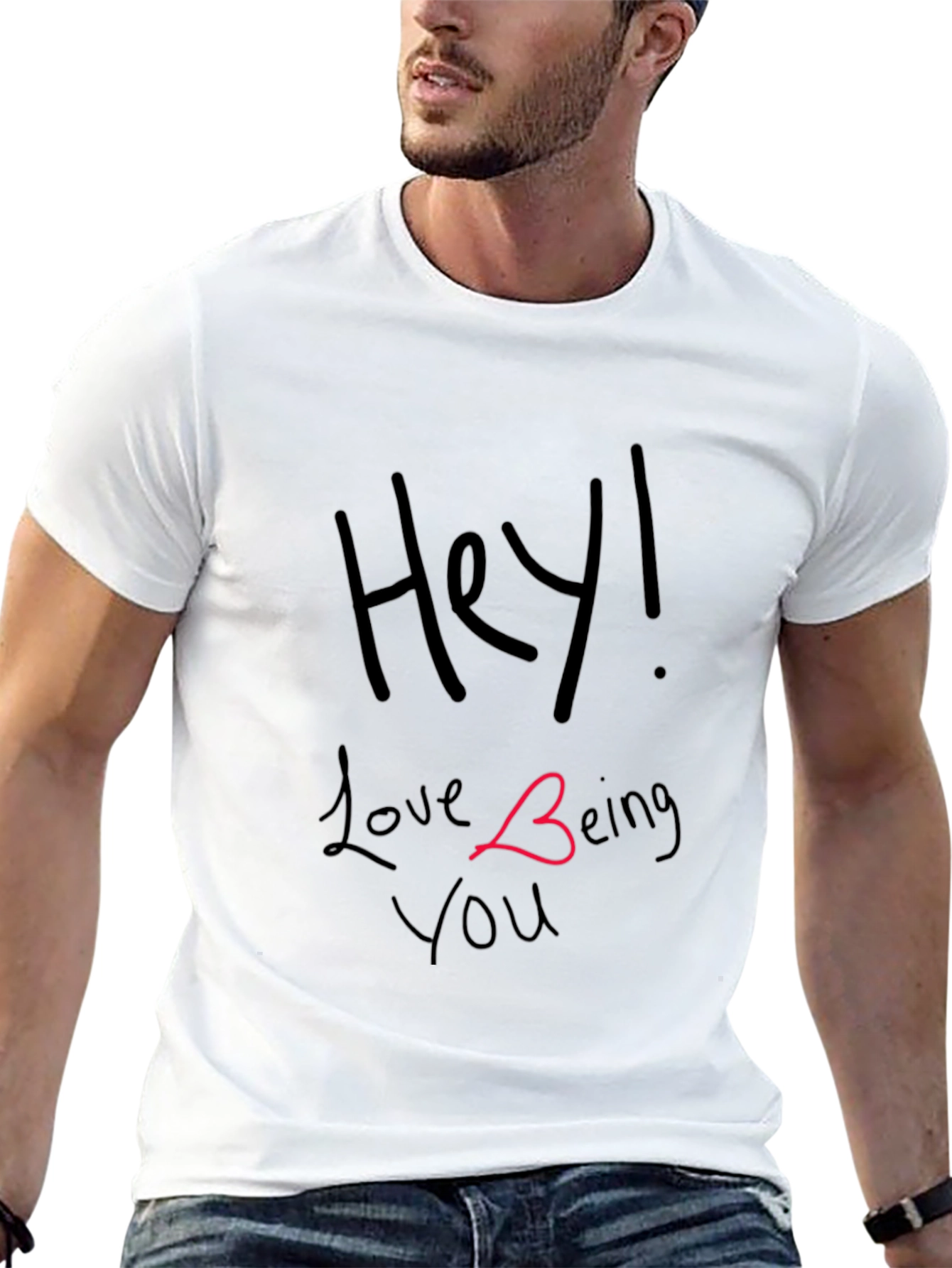 Hey! Love Being You Graphic Black Tee