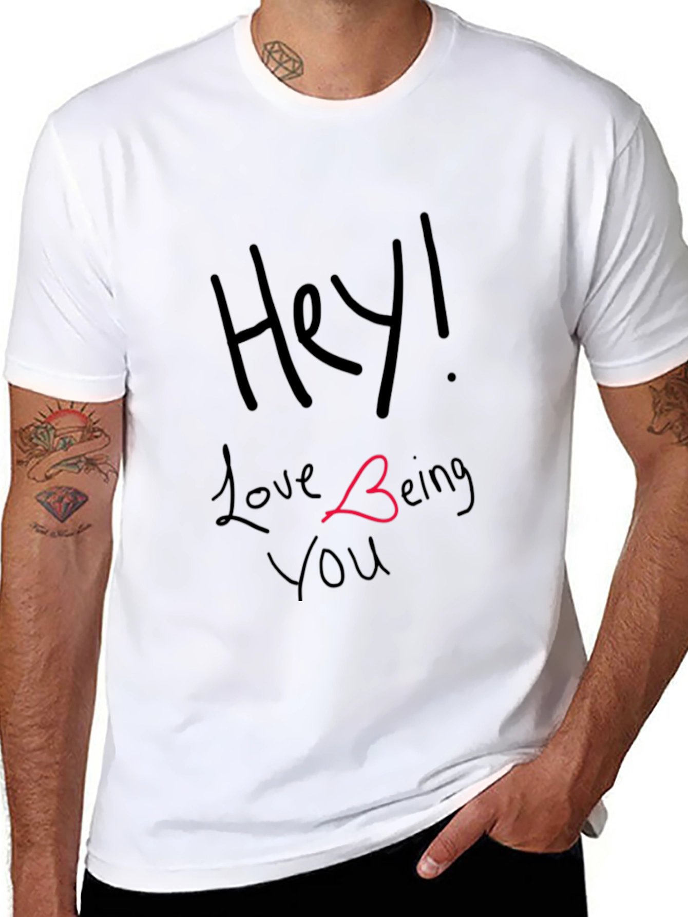 Hey! Love Being You Graphic Black Tee