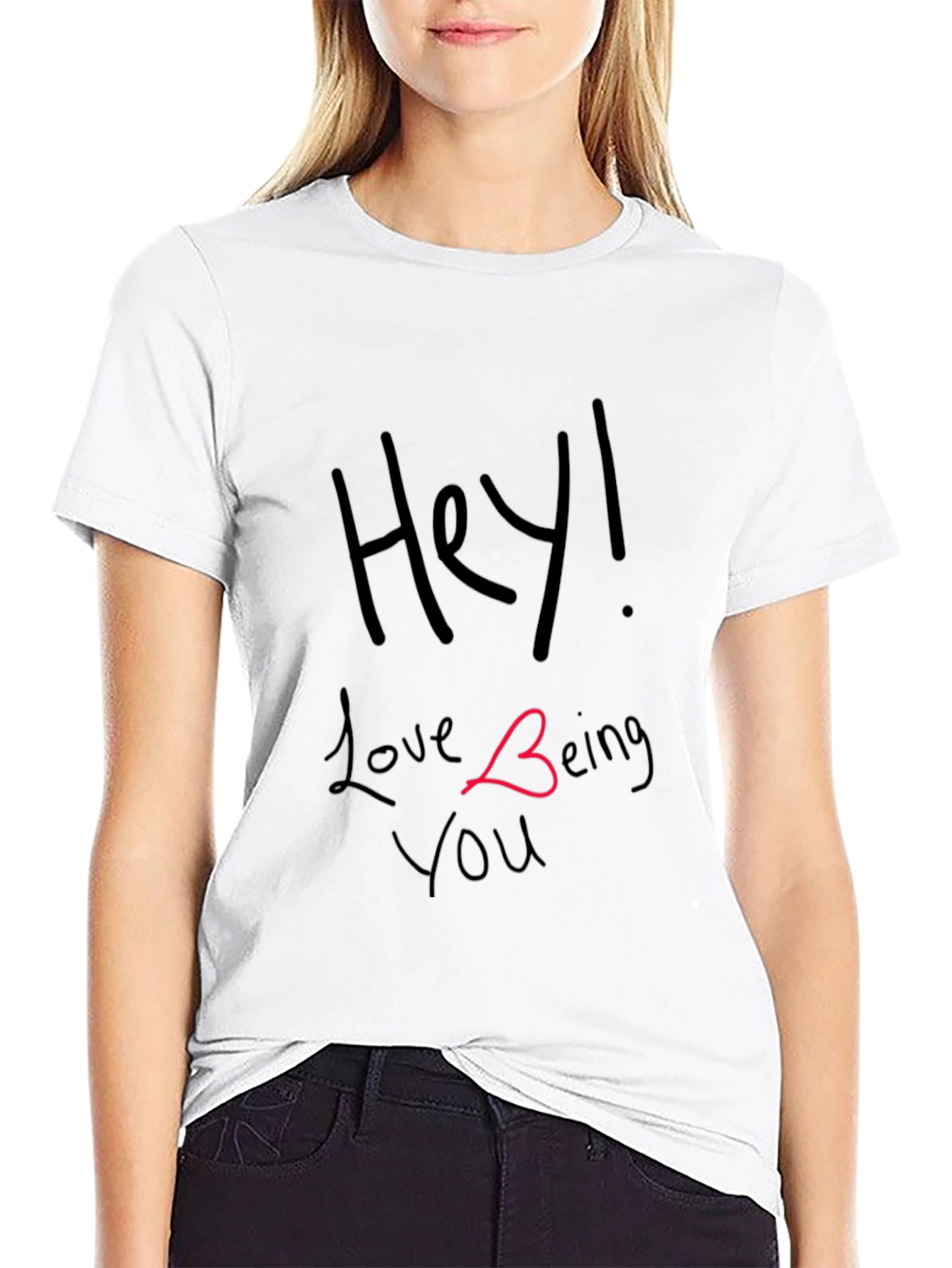 Hey! Love Being You Graphic Black Tee