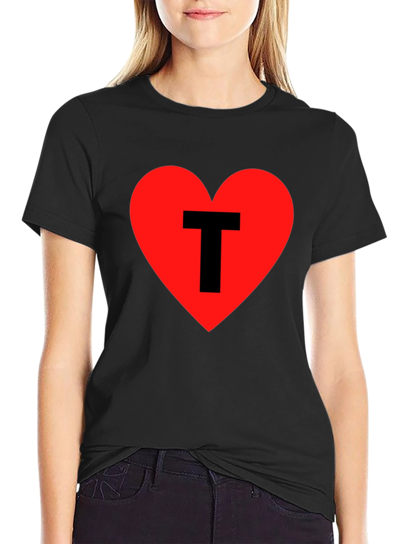 I Heart T - Black Cotton Graphic Tee