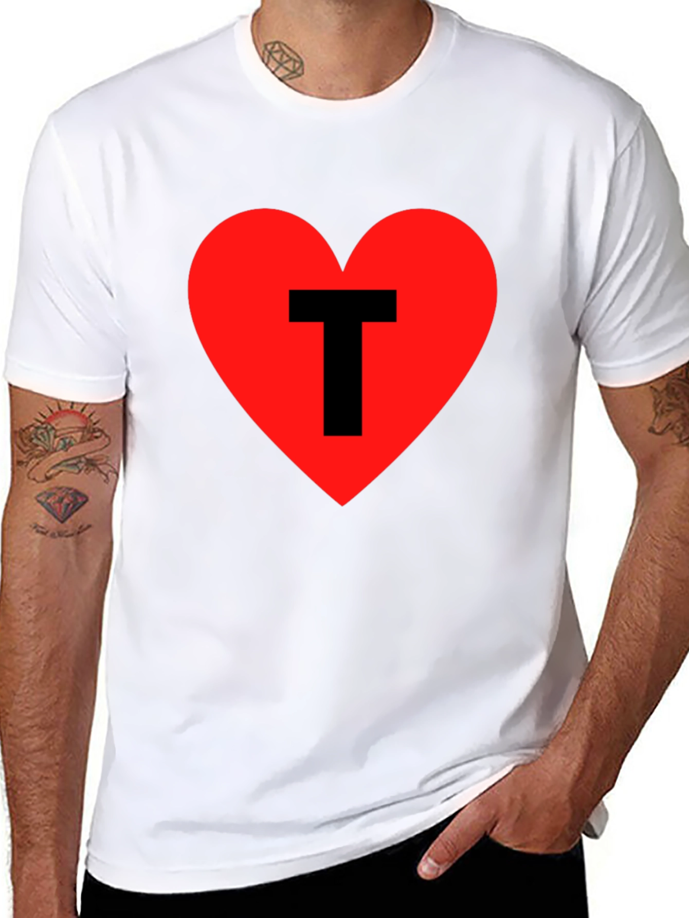 I Heart T - Black Cotton Graphic Tee