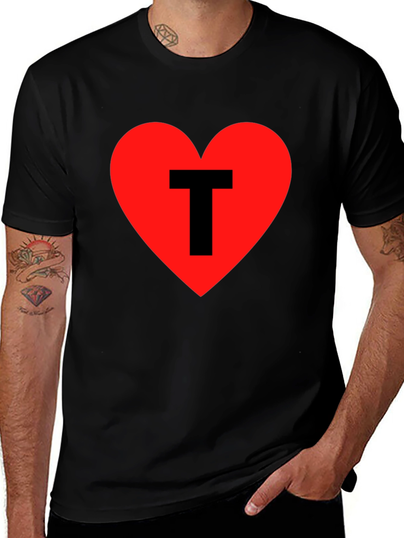 I Heart T - Black Cotton Graphic Tee
