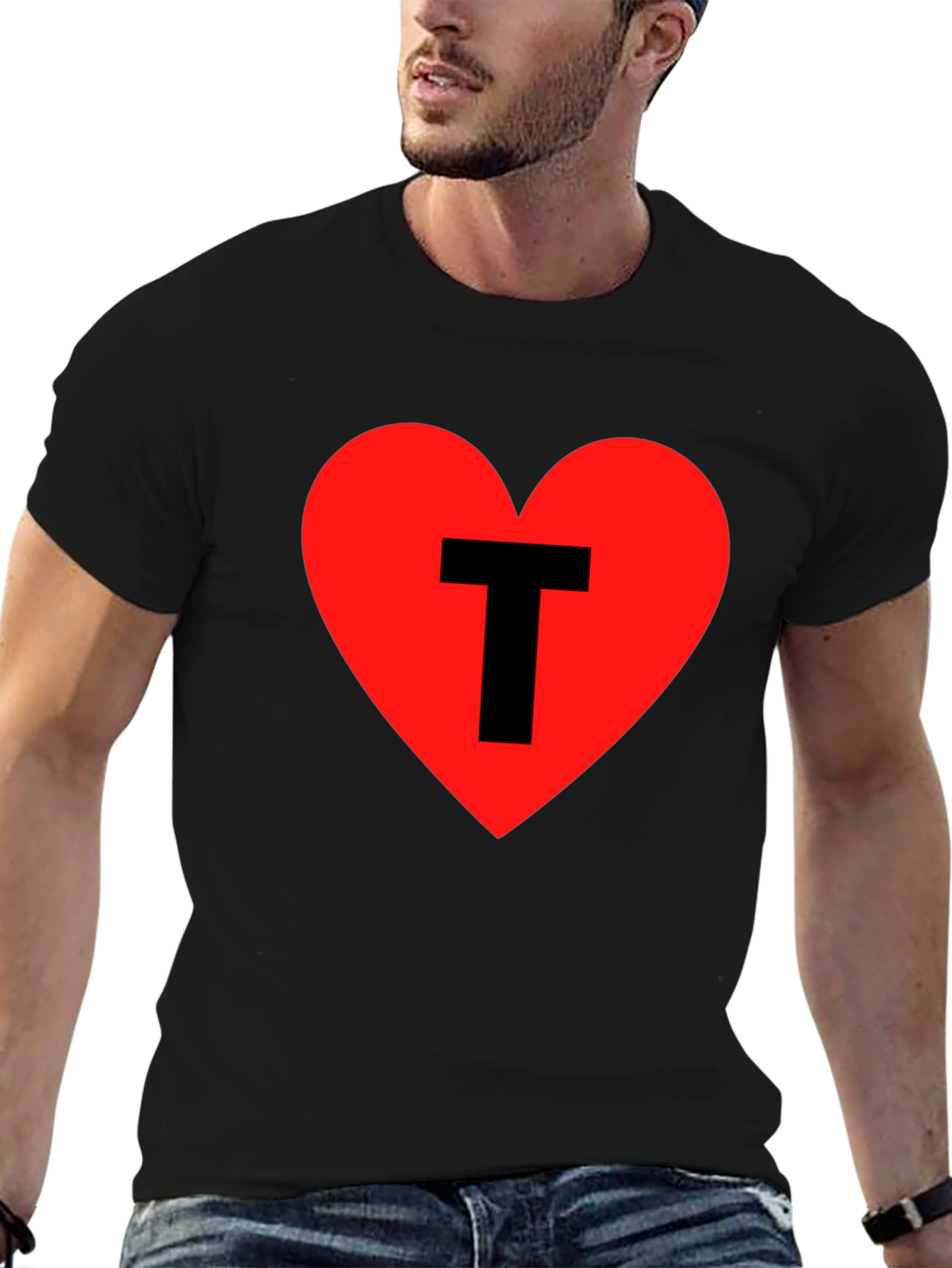 I Heart T - Black Cotton Graphic Tee