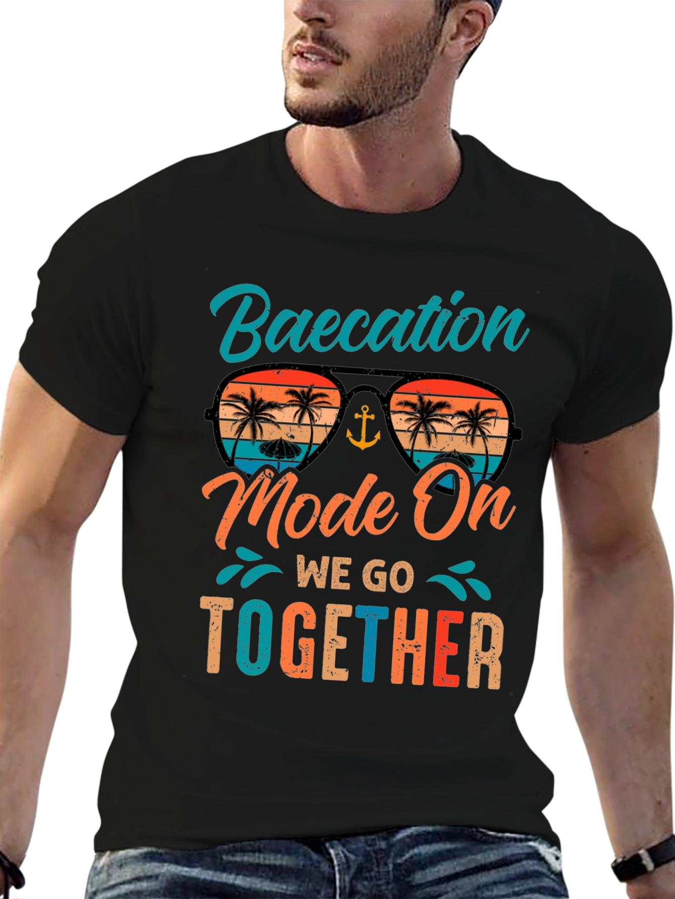 Baecation Mode On Black T-Shirt