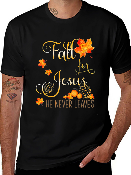 Fall for Jesus Black Graphic T-Shirt