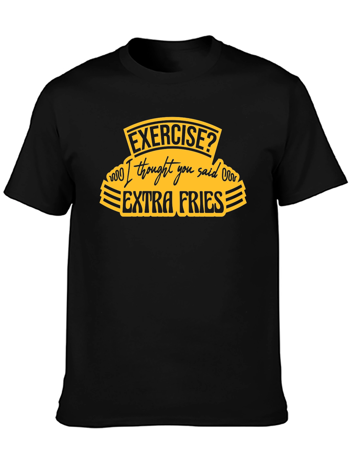 Funny Extra Fries Black T-Shirt
