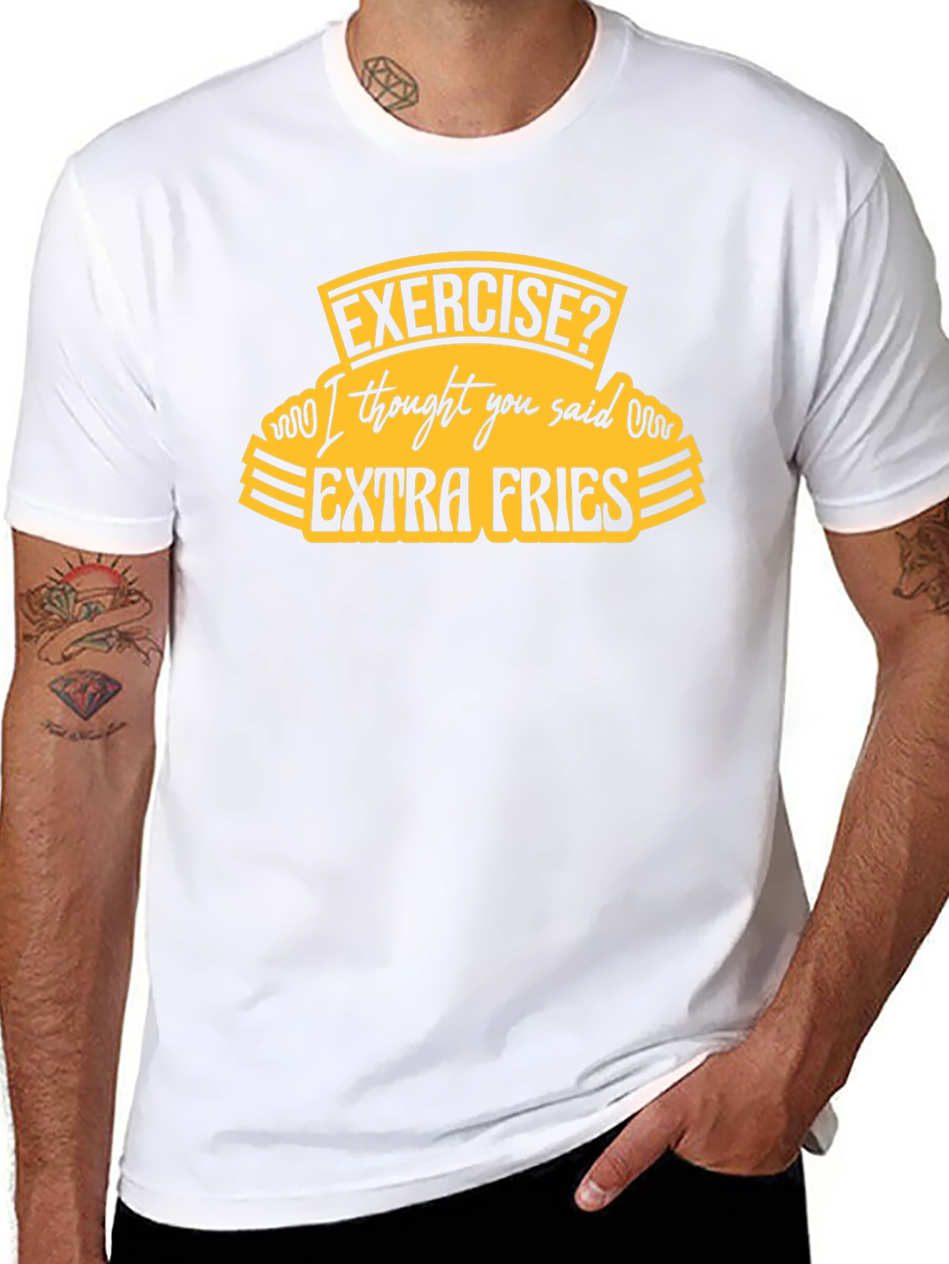 Funny Extra Fries Black T-Shirt