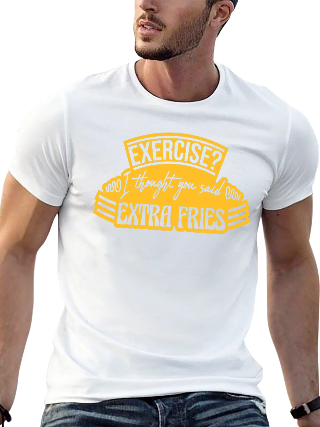 Funny Extra Fries Black T-Shirt