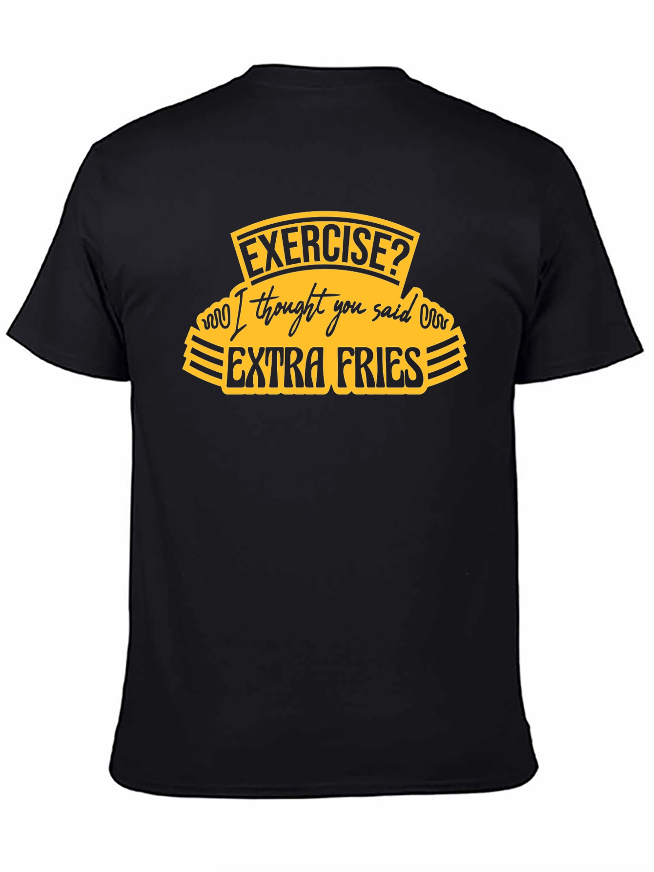 Funny Extra Fries Black T-Shirt
