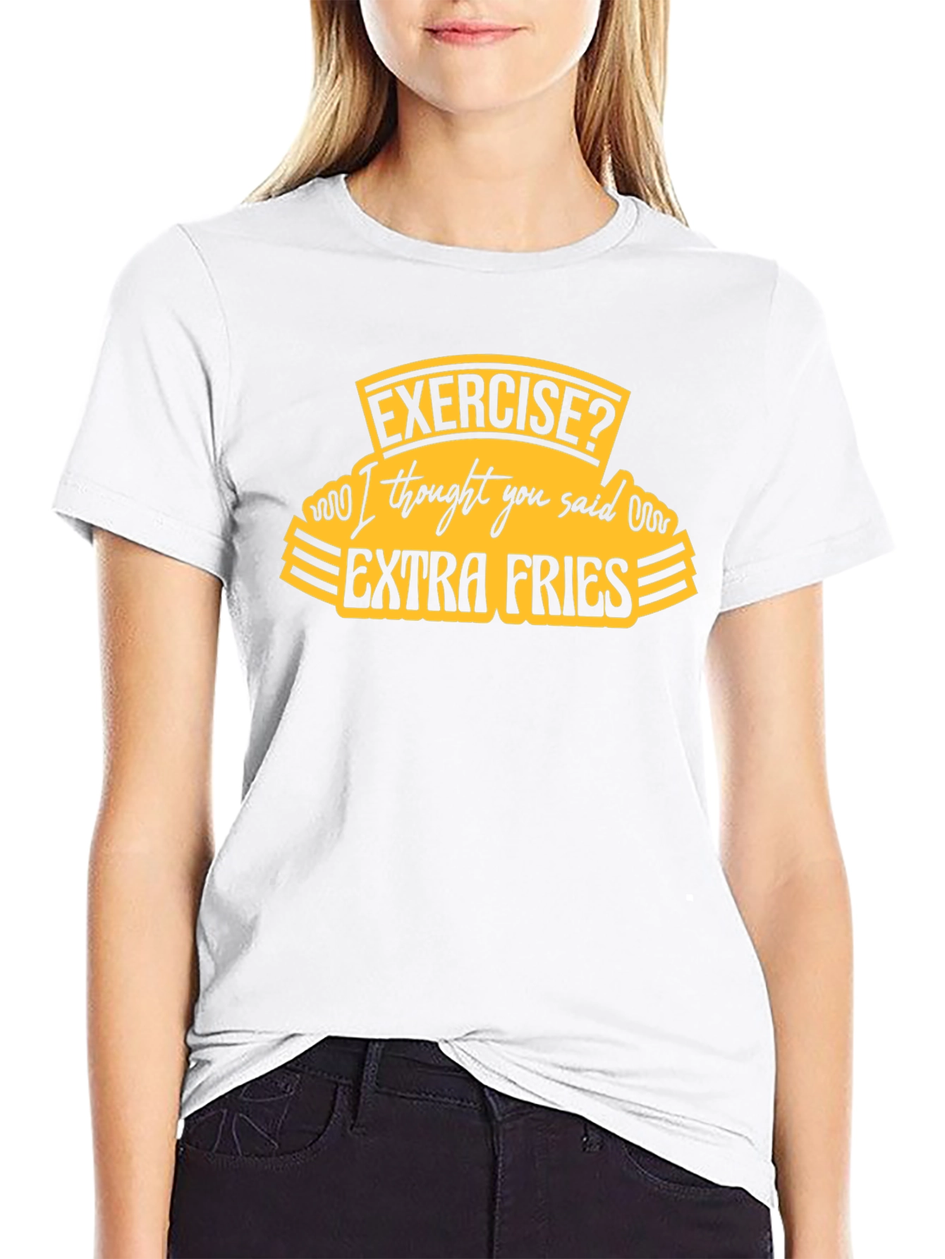 Funny Extra Fries Black T-Shirt