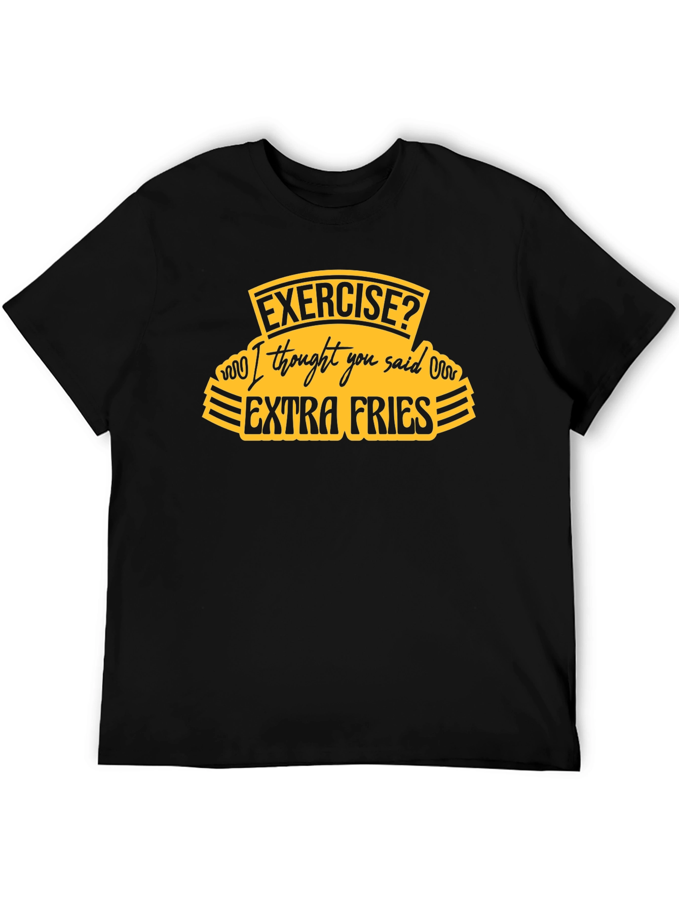 Funny Extra Fries Black T-Shirt