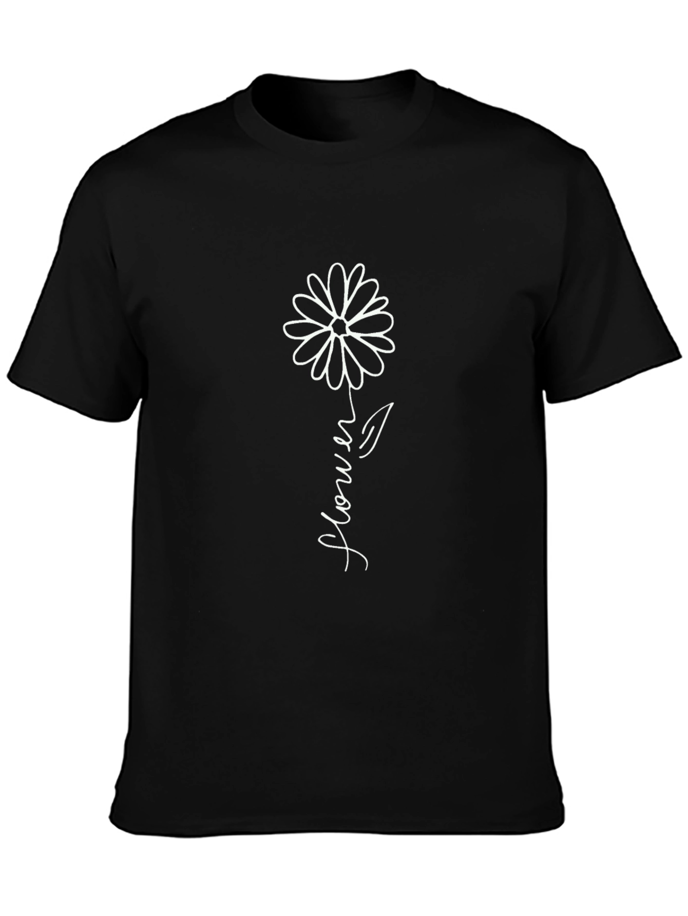 Black Flower Graphic Tee - Casual Comfort