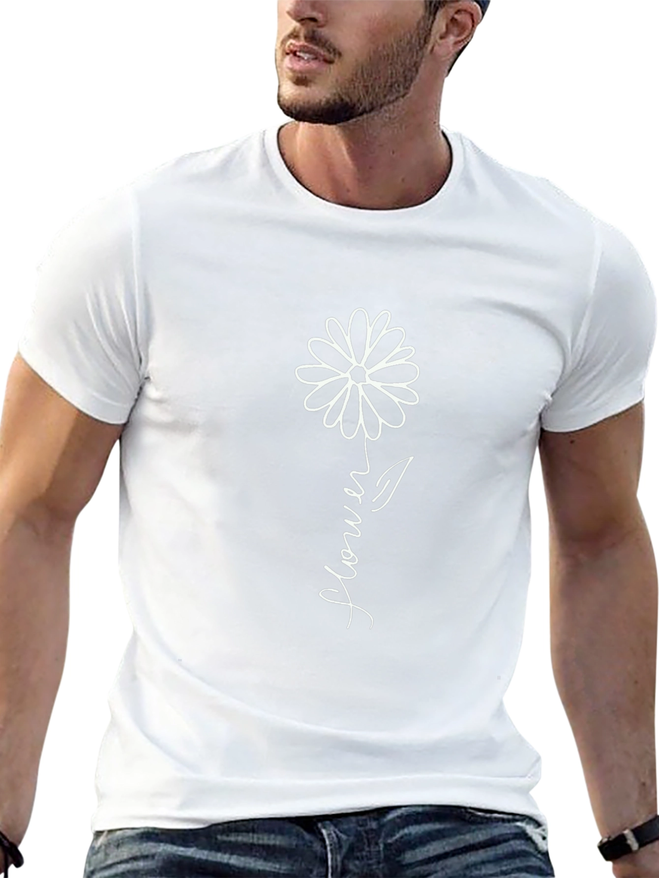 Black Flower Graphic Tee - Casual Comfort