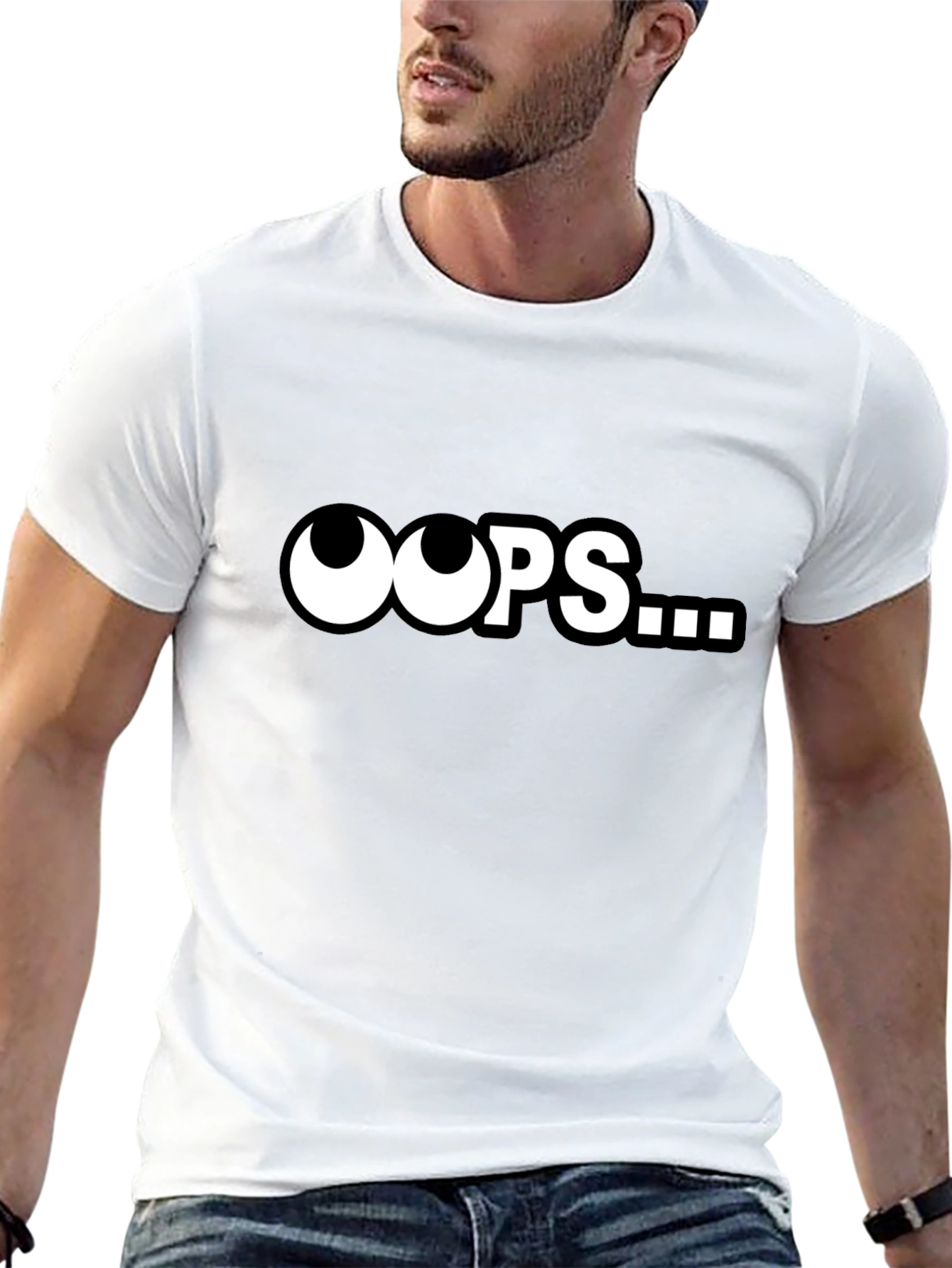 Oops... Funny Graphic T-Shirt - Classic Black