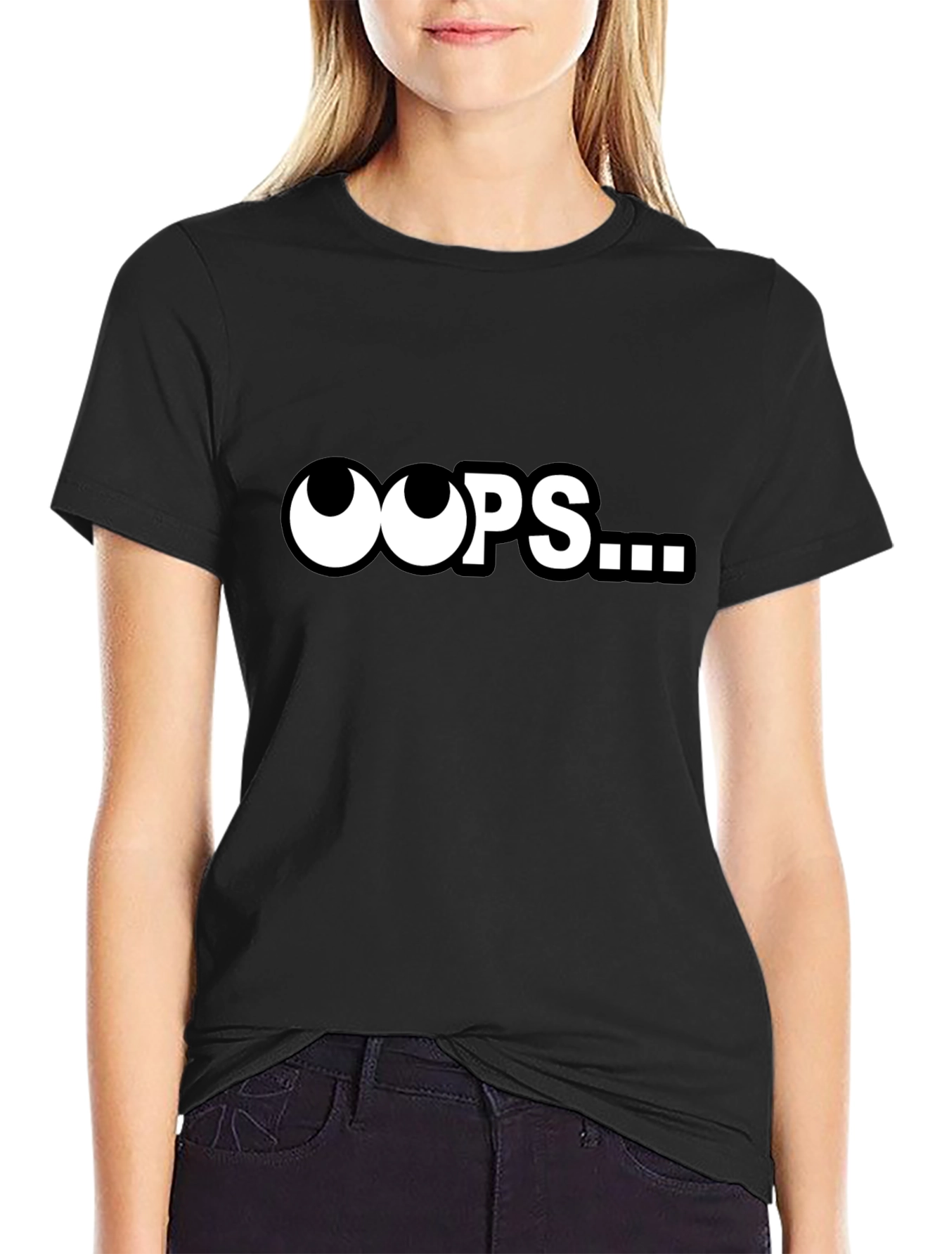 Oops... Funny Graphic T-Shirt - Classic Black