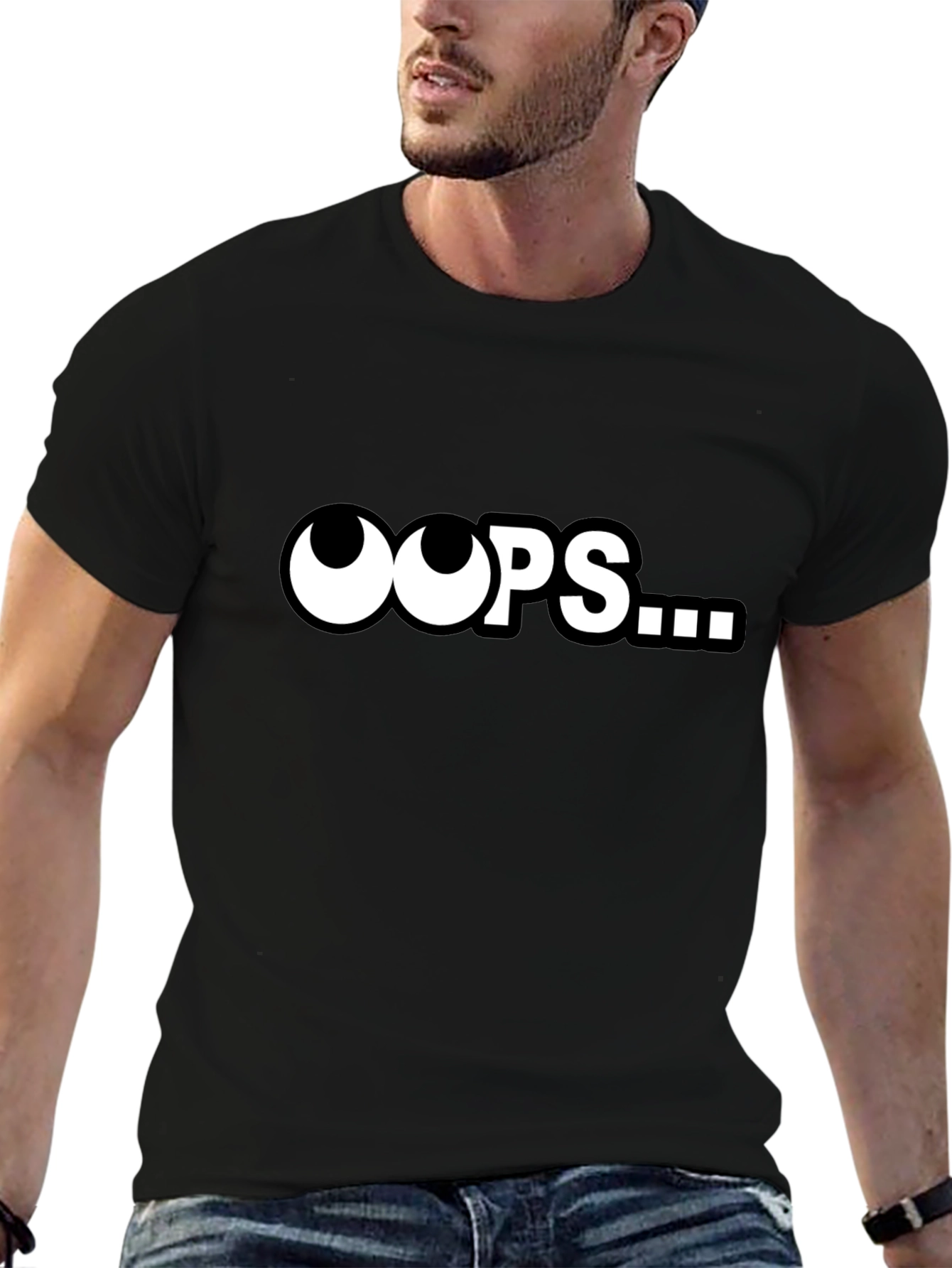Oops... Funny Graphic T-Shirt - Classic Black
