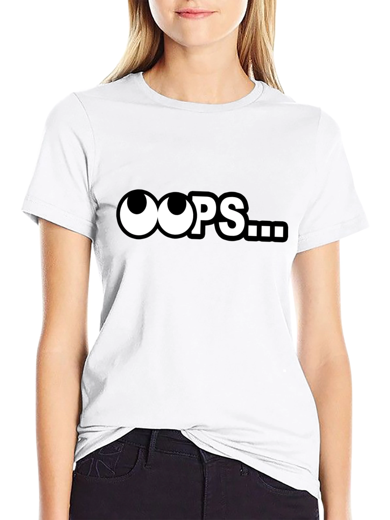 Oops... Funny Graphic T-Shirt - Classic Black