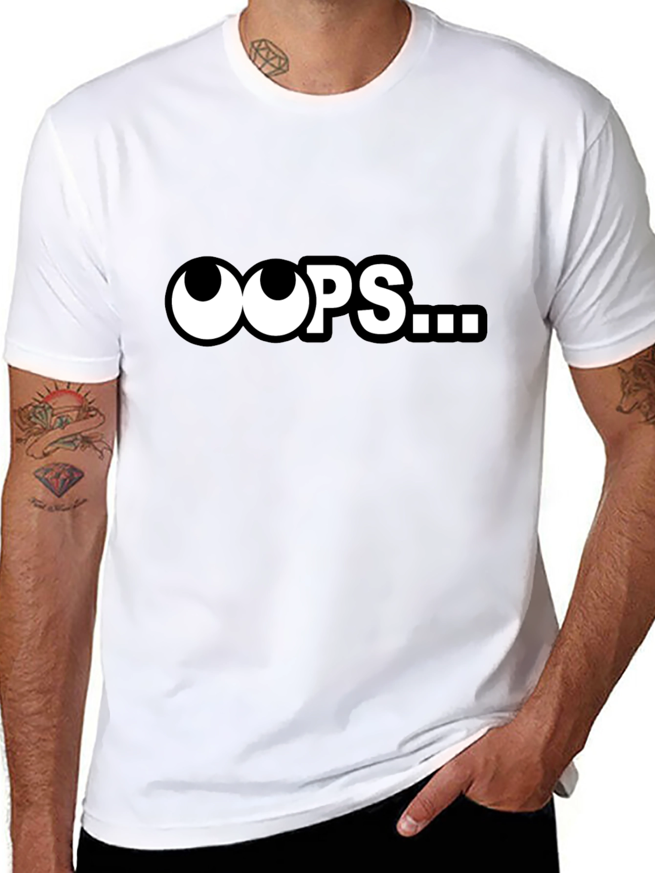 Oops... Funny Graphic T-Shirt - Classic Black