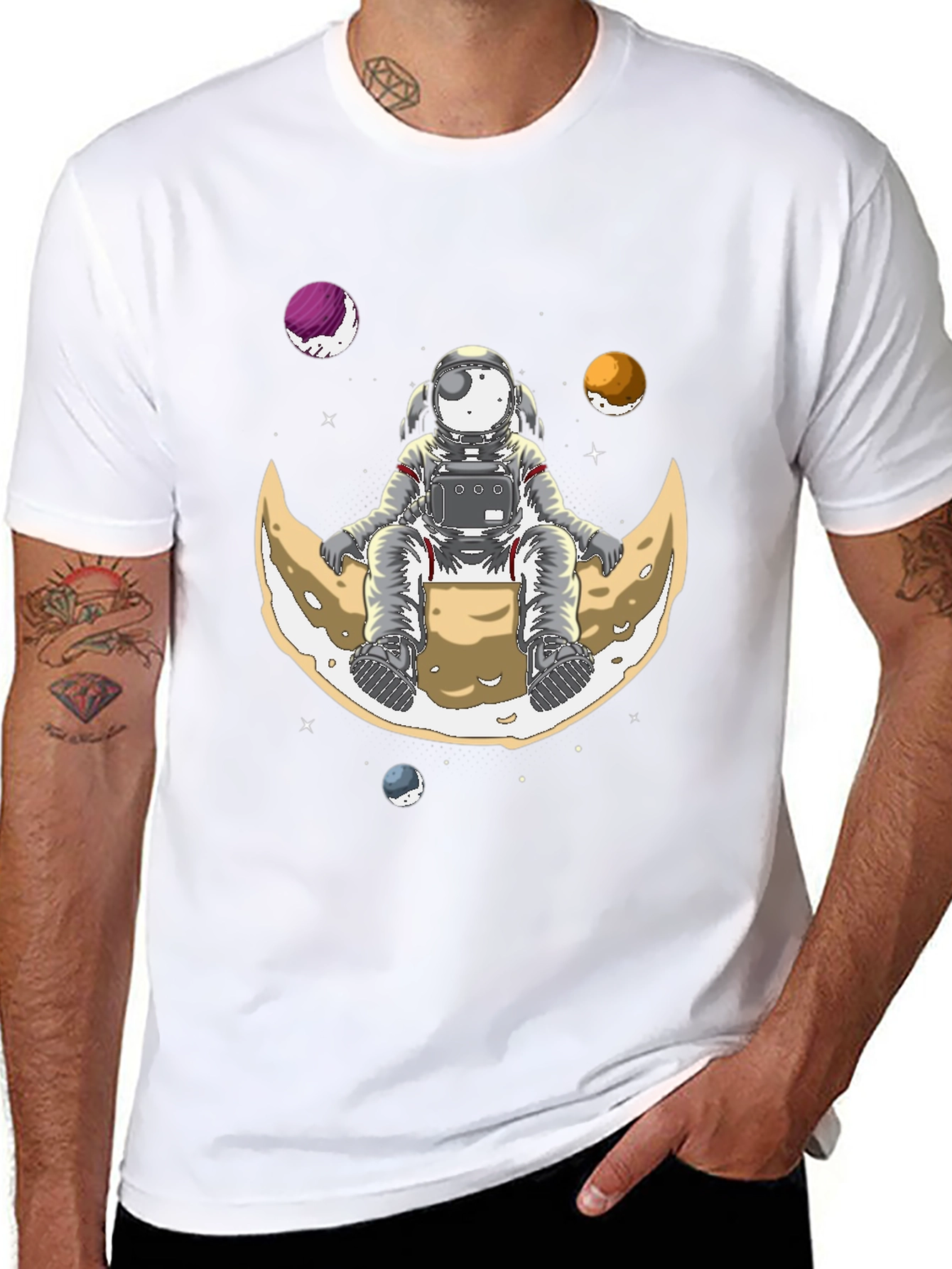 Astronaut on Moon T-Shirt - Space Graphic Tee