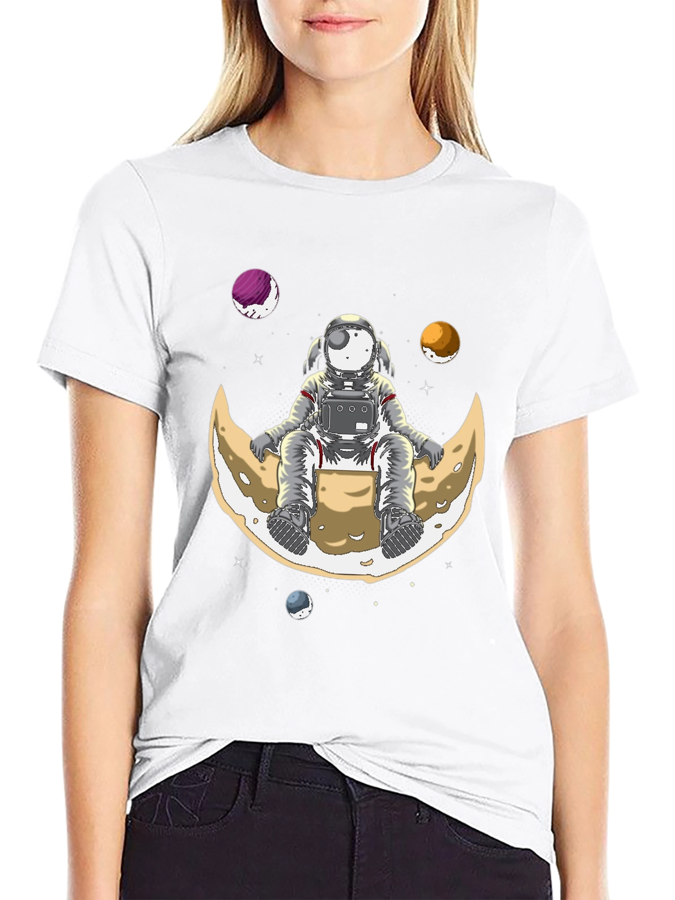 Astronaut on Moon T-Shirt - Space Graphic Tee