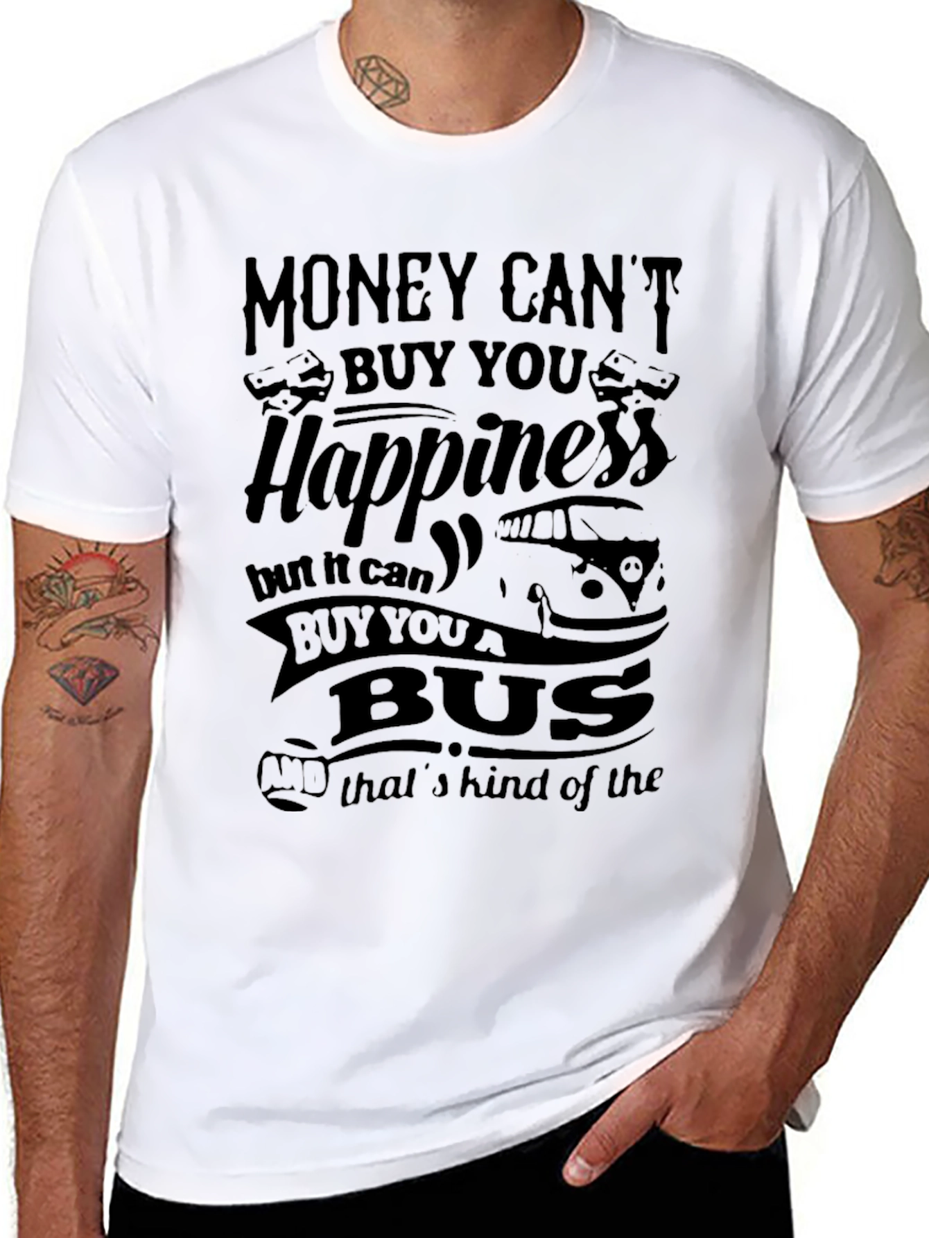 Money Cant Buy Happiness Bus T-Shirt