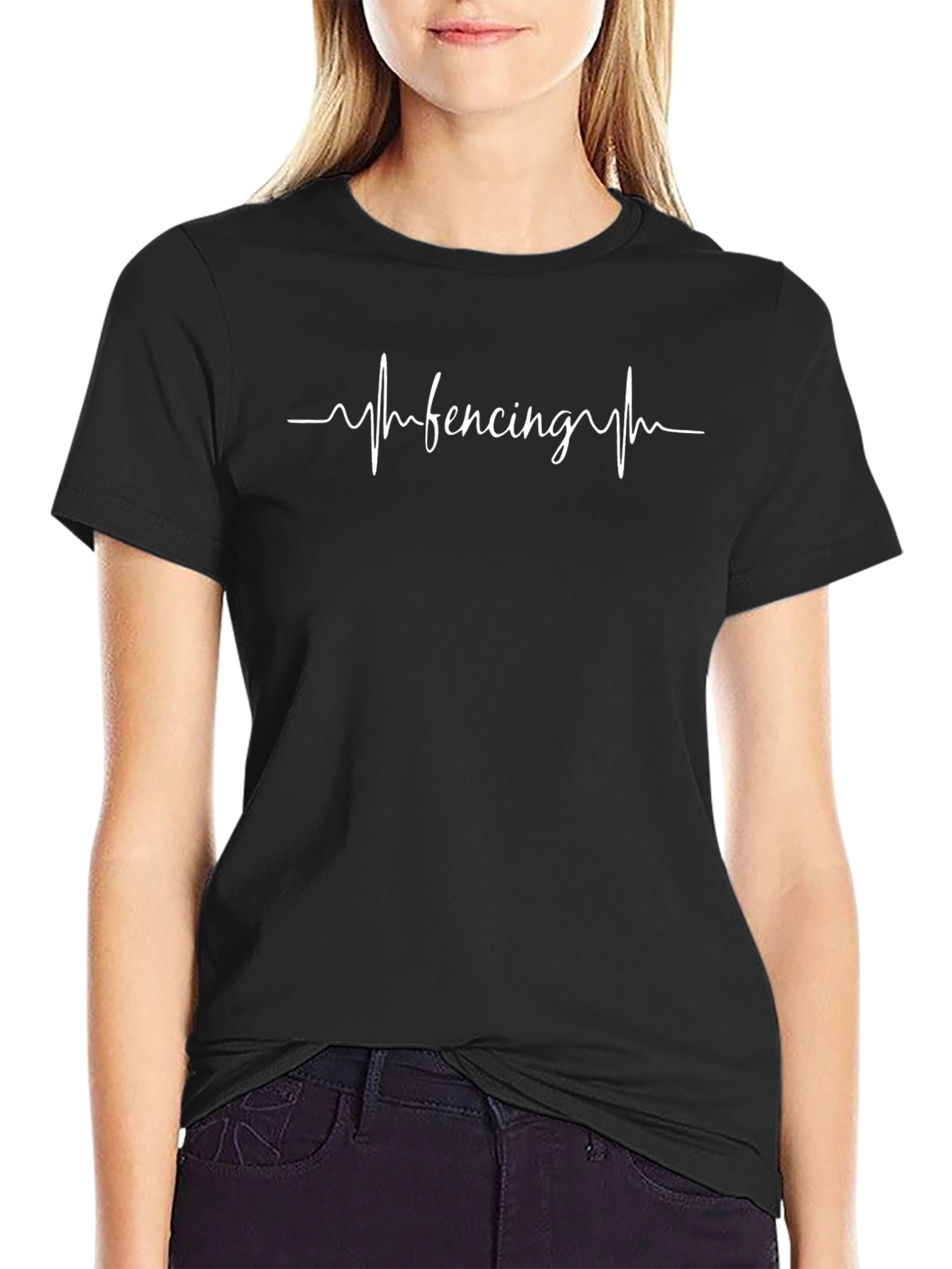 Fencing Heartbeat T-Shirt - Black