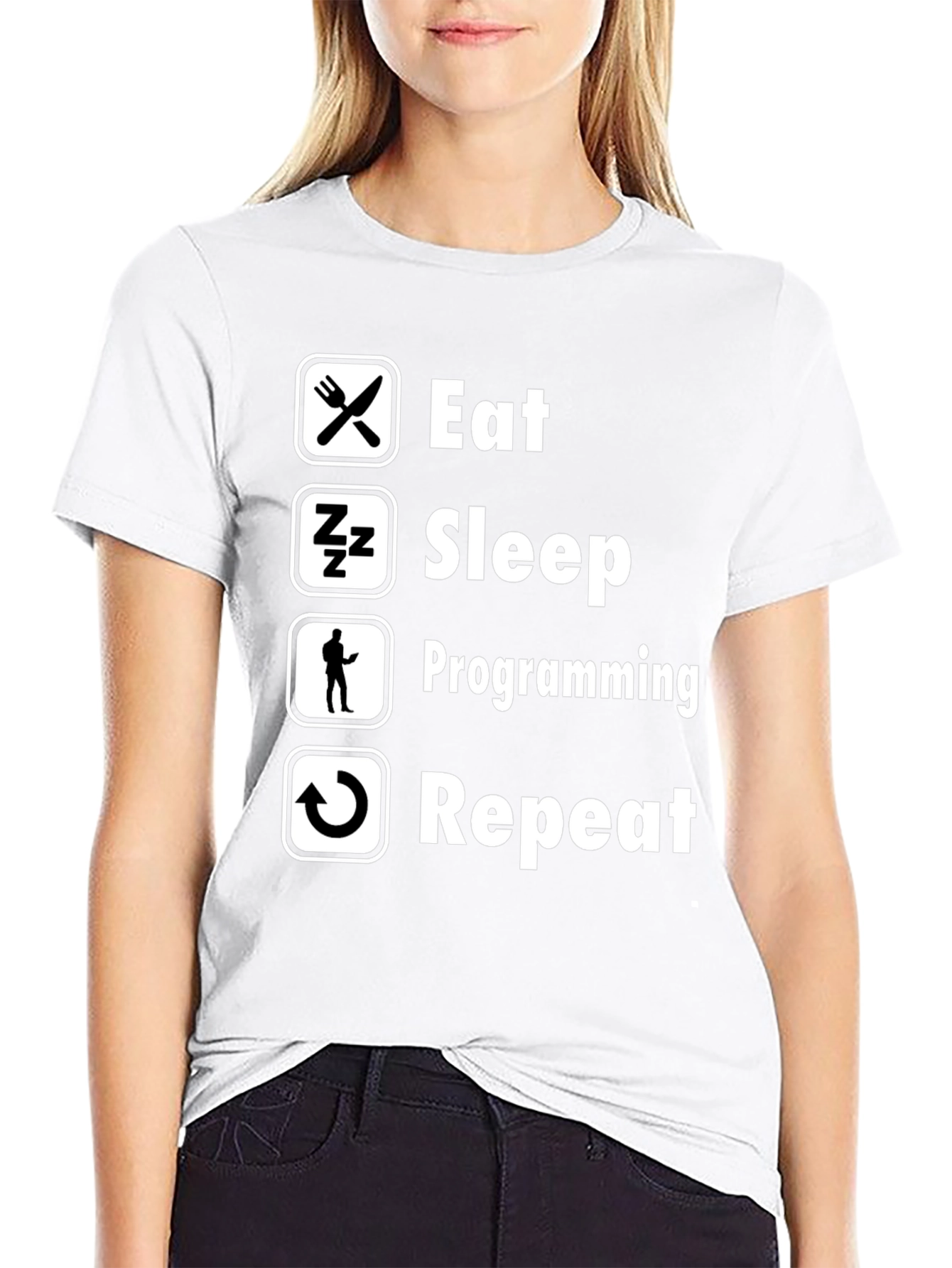 Eat Sleep Programming Repeat Black T-Shirt