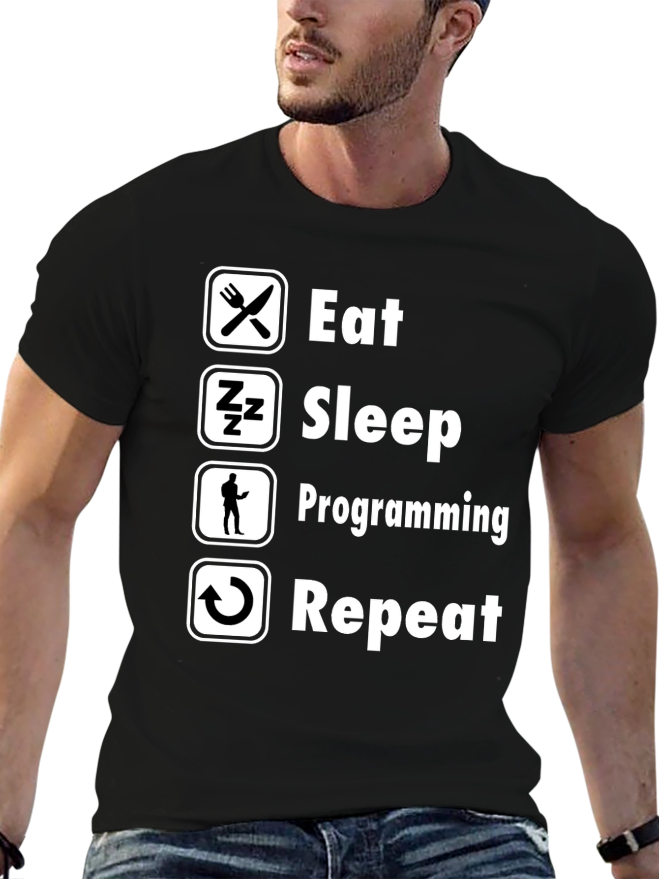 Eat Sleep Programming Repeat Black T-Shirt