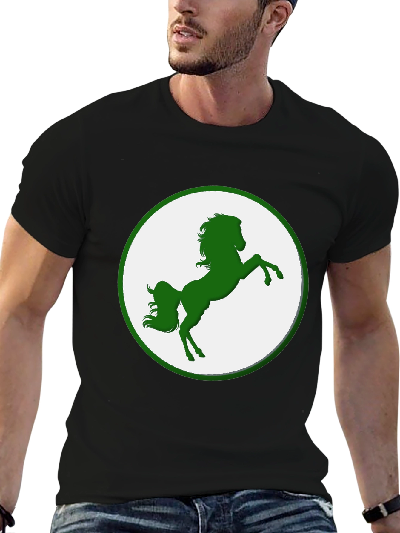 Horse Graphic Tee - Black Cotton Blend