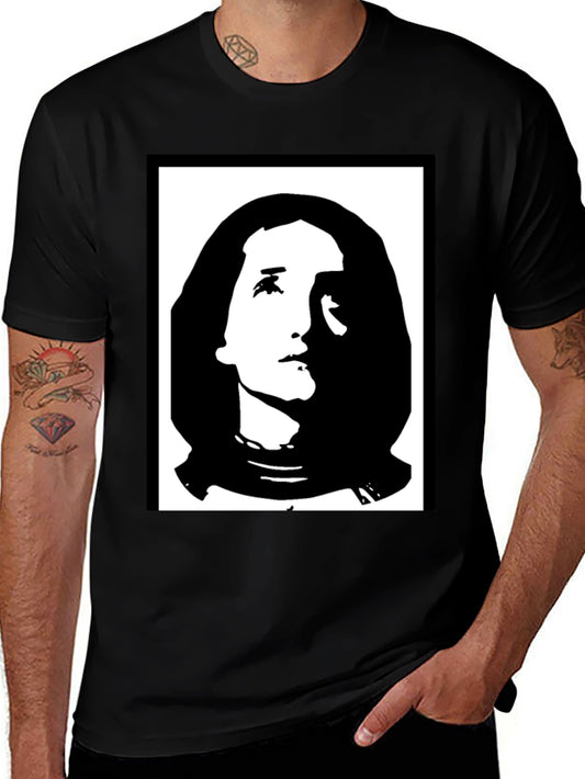 Black Graphic T-Shirt with Portrait Print