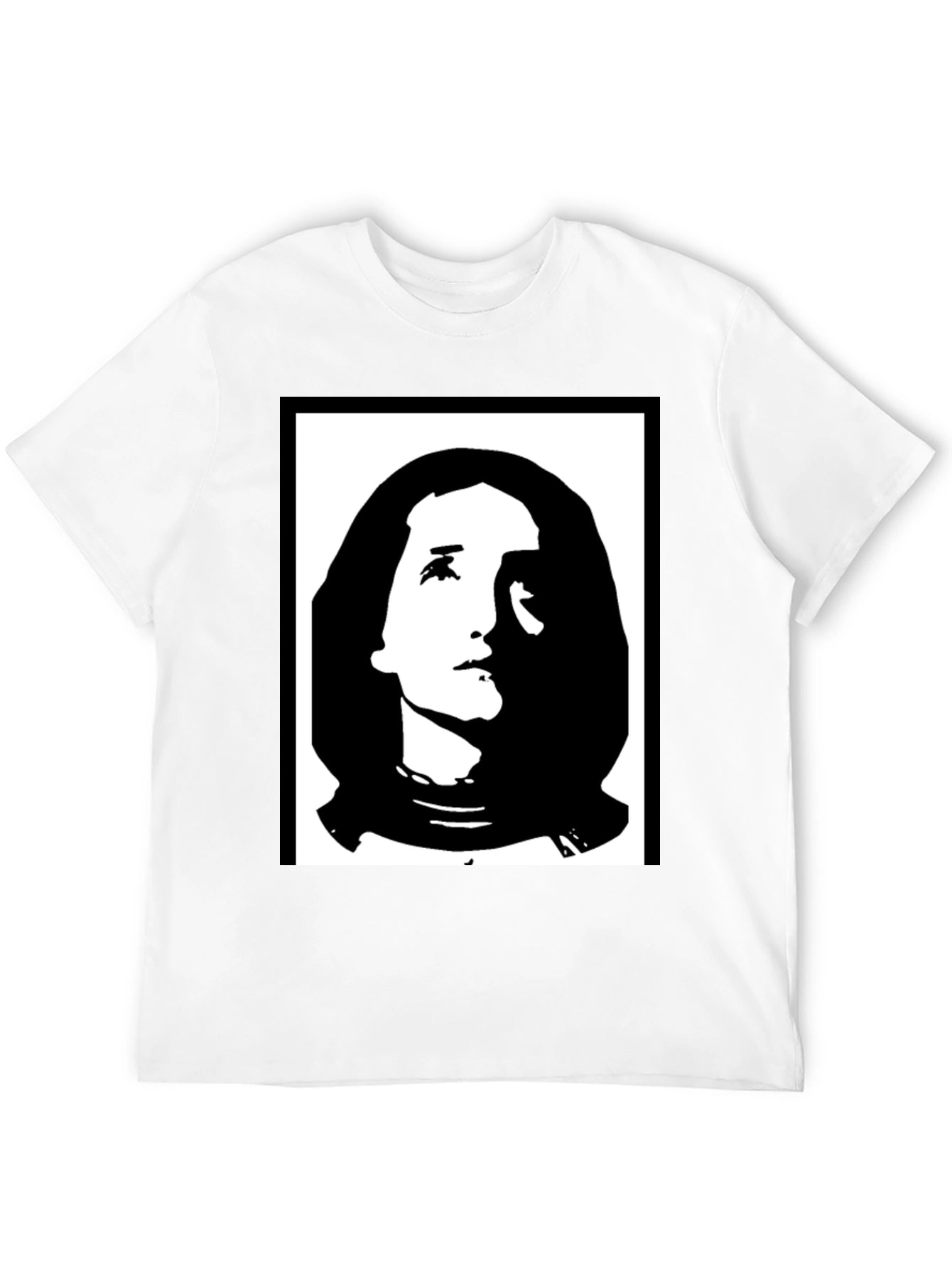 Black Graphic T-Shirt with Portrait Print