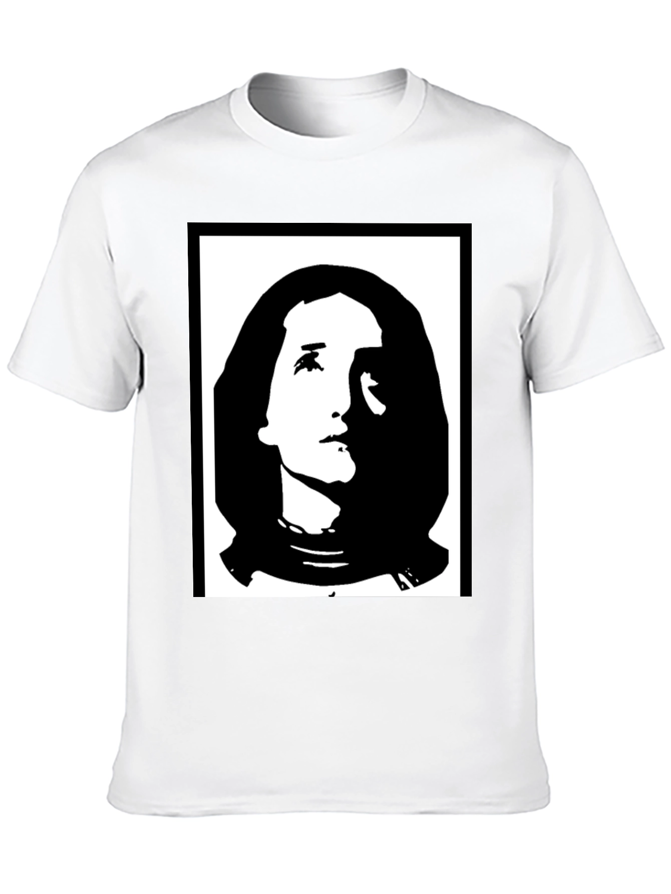 Black Graphic T-Shirt with Portrait Print