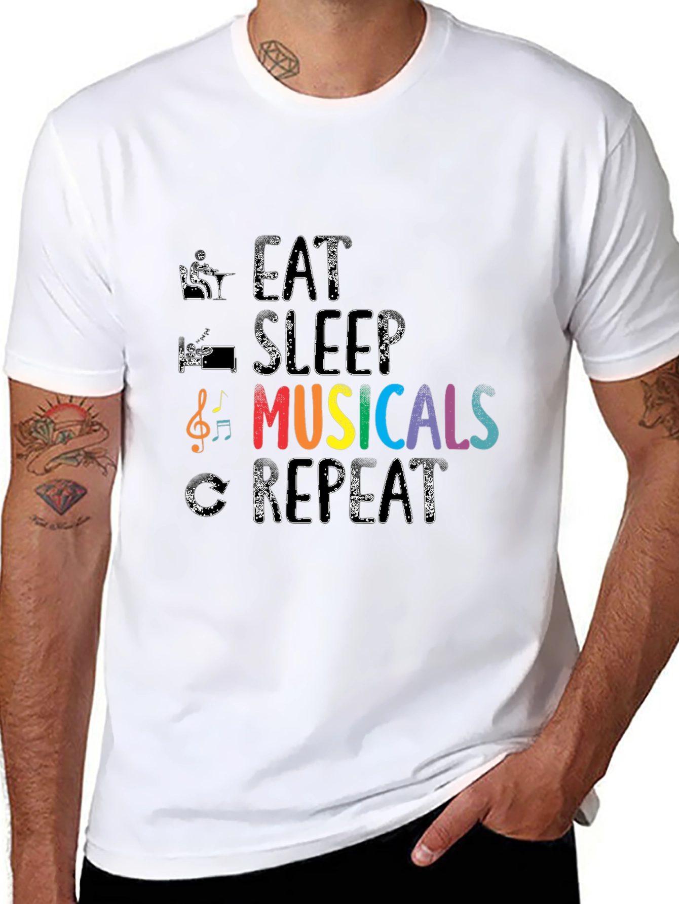 Eat Sleep Musicals Repeat Black T-Shirt
