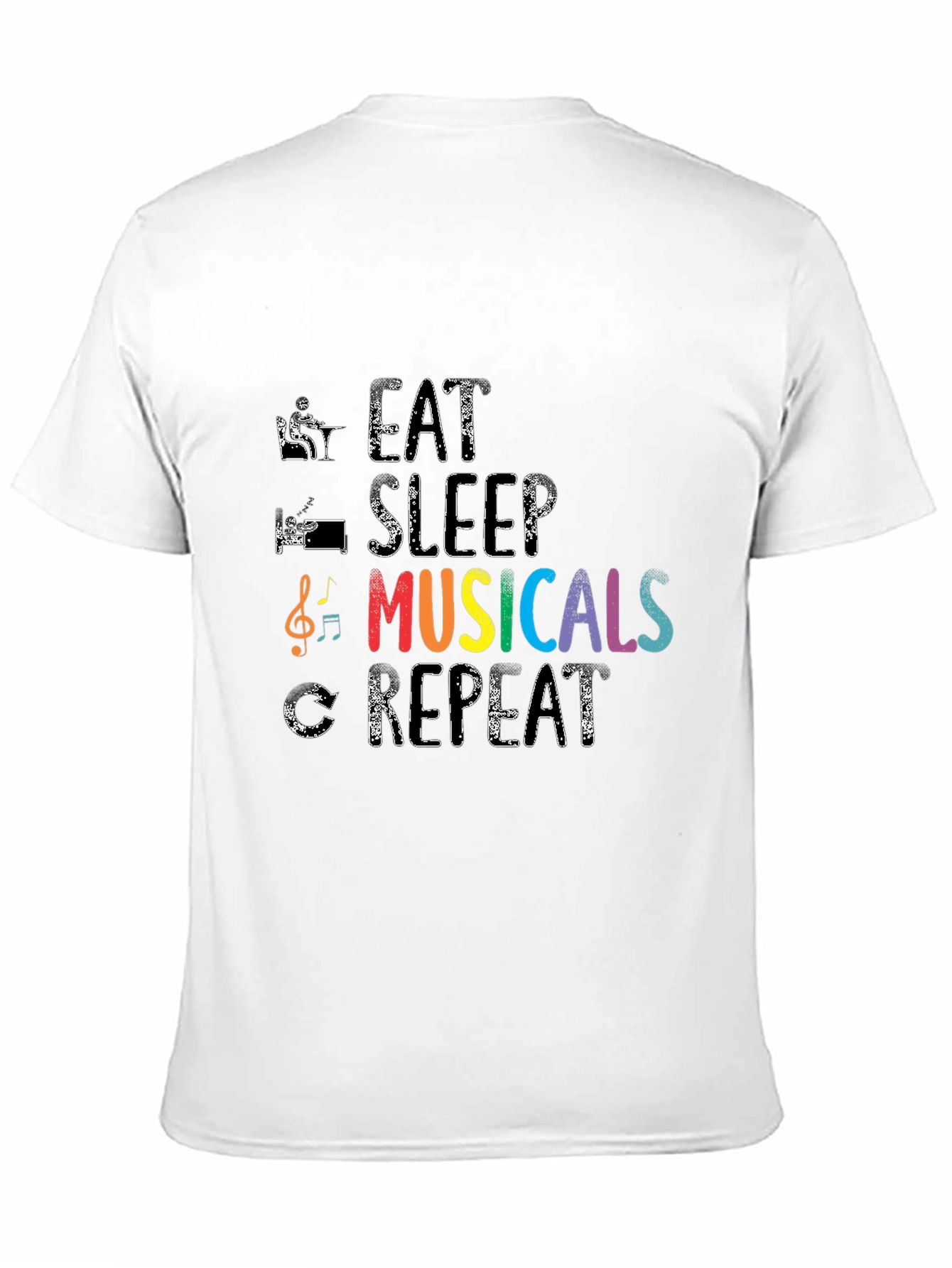 Eat Sleep Musicals Repeat Black T-Shirt
