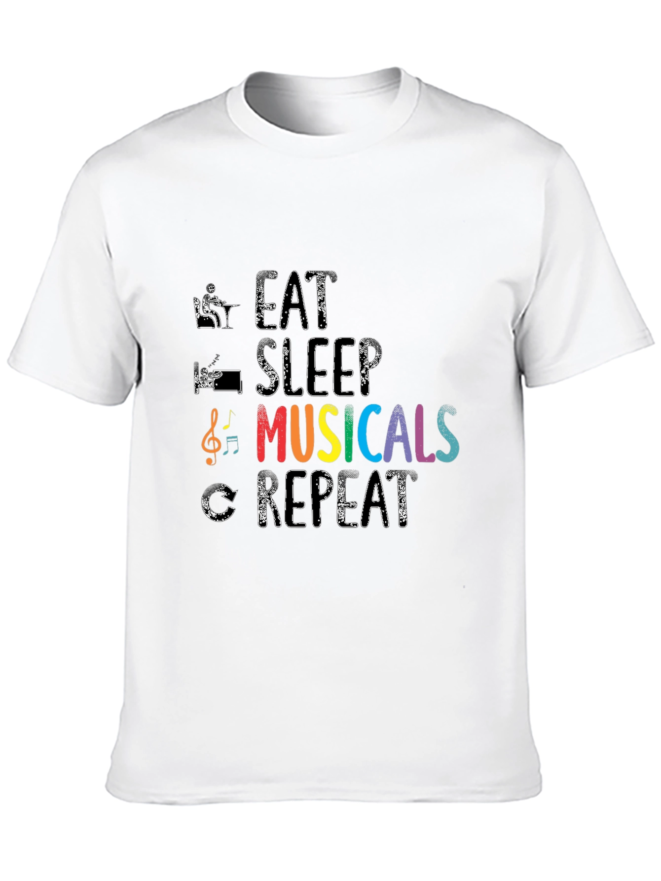 Eat Sleep Musicals Repeat Black T-Shirt
