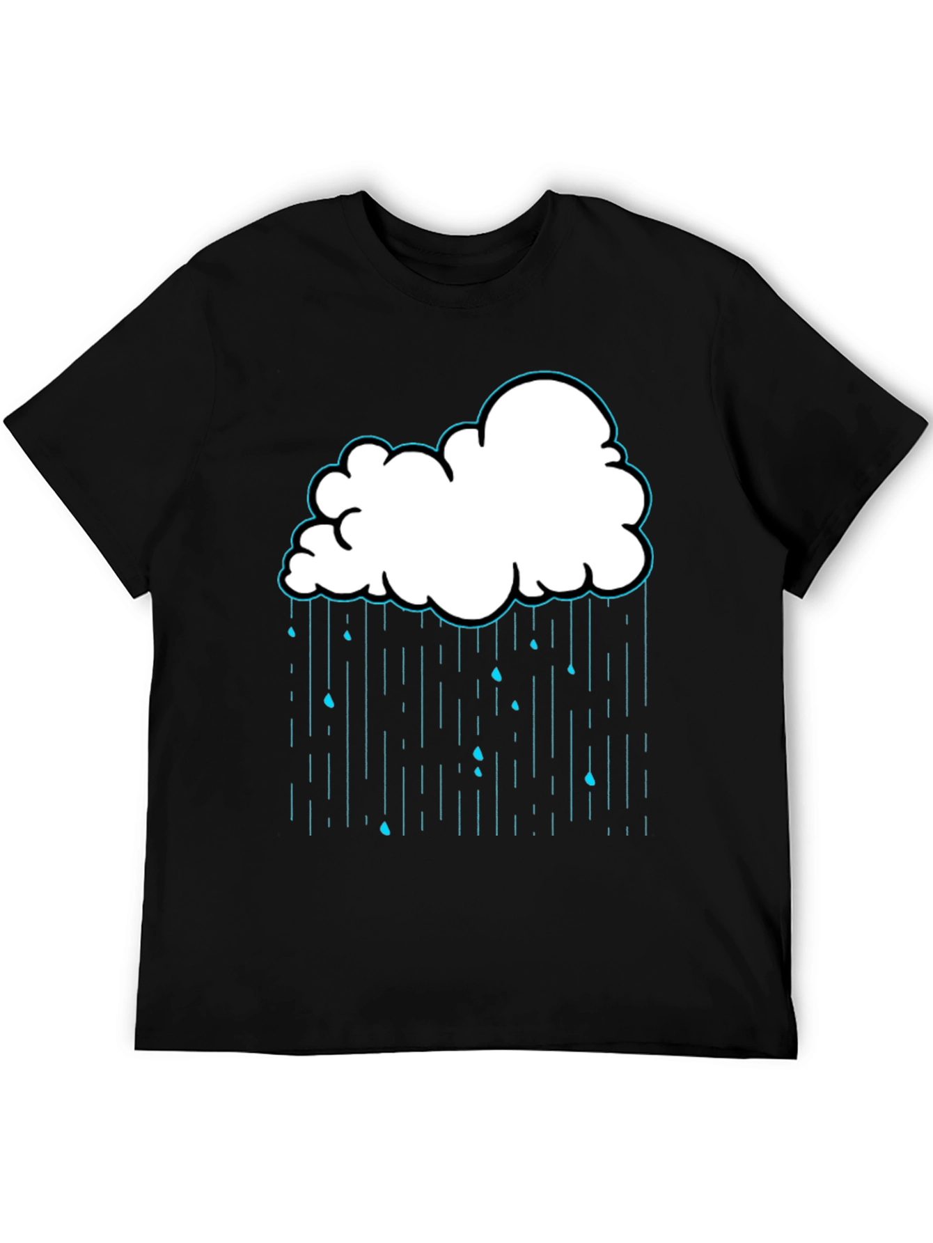 Rain Cloud Graphic Print Black T-Shirt