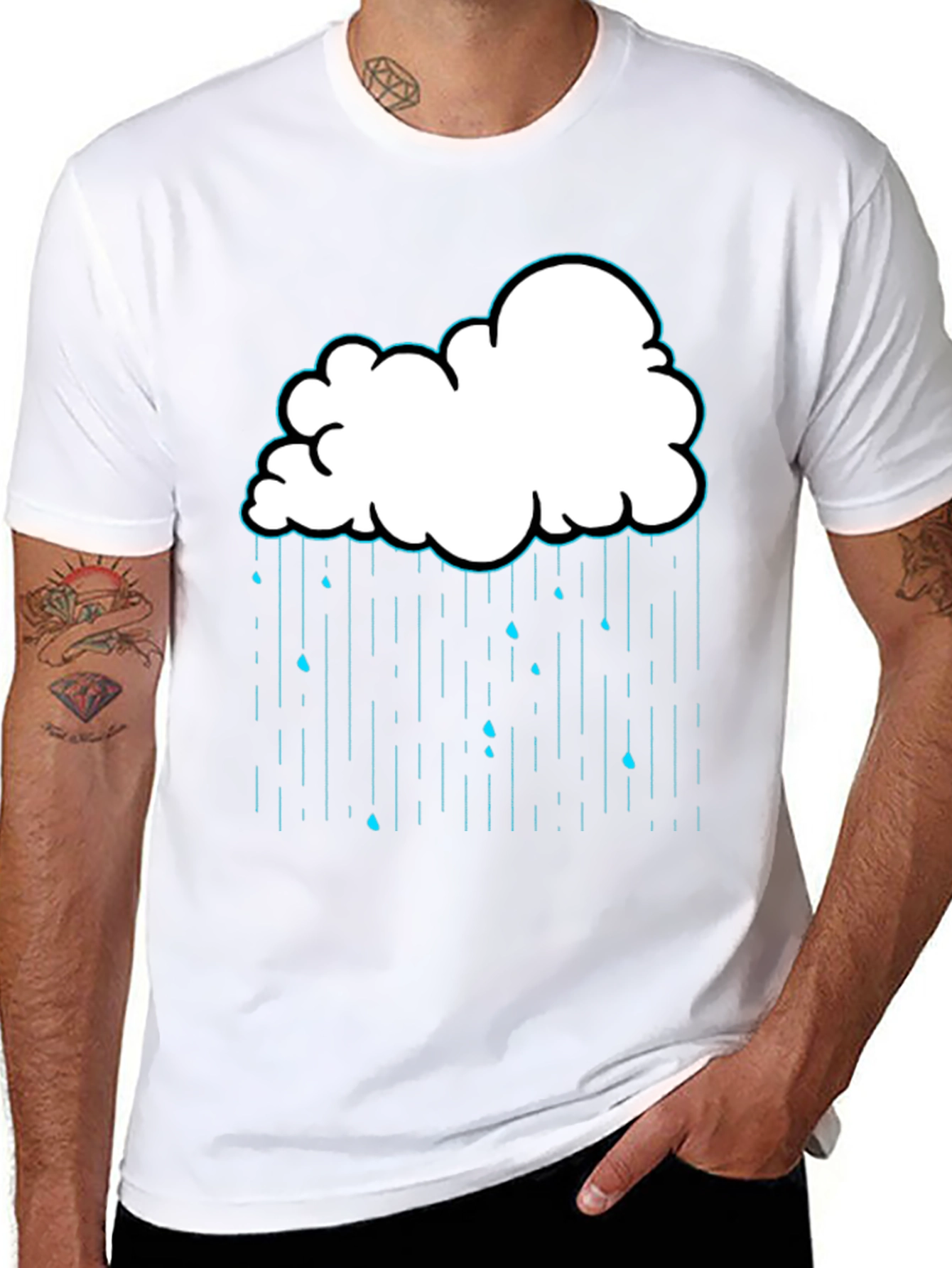 Rain Cloud Graphic Print Black T-Shirt