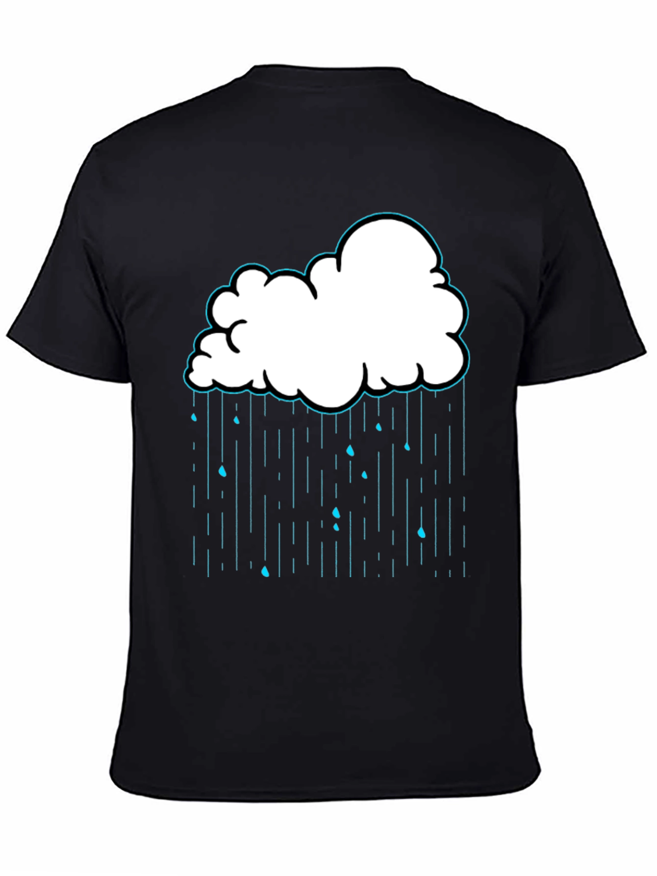 Rain Cloud Graphic Print Black T-Shirt