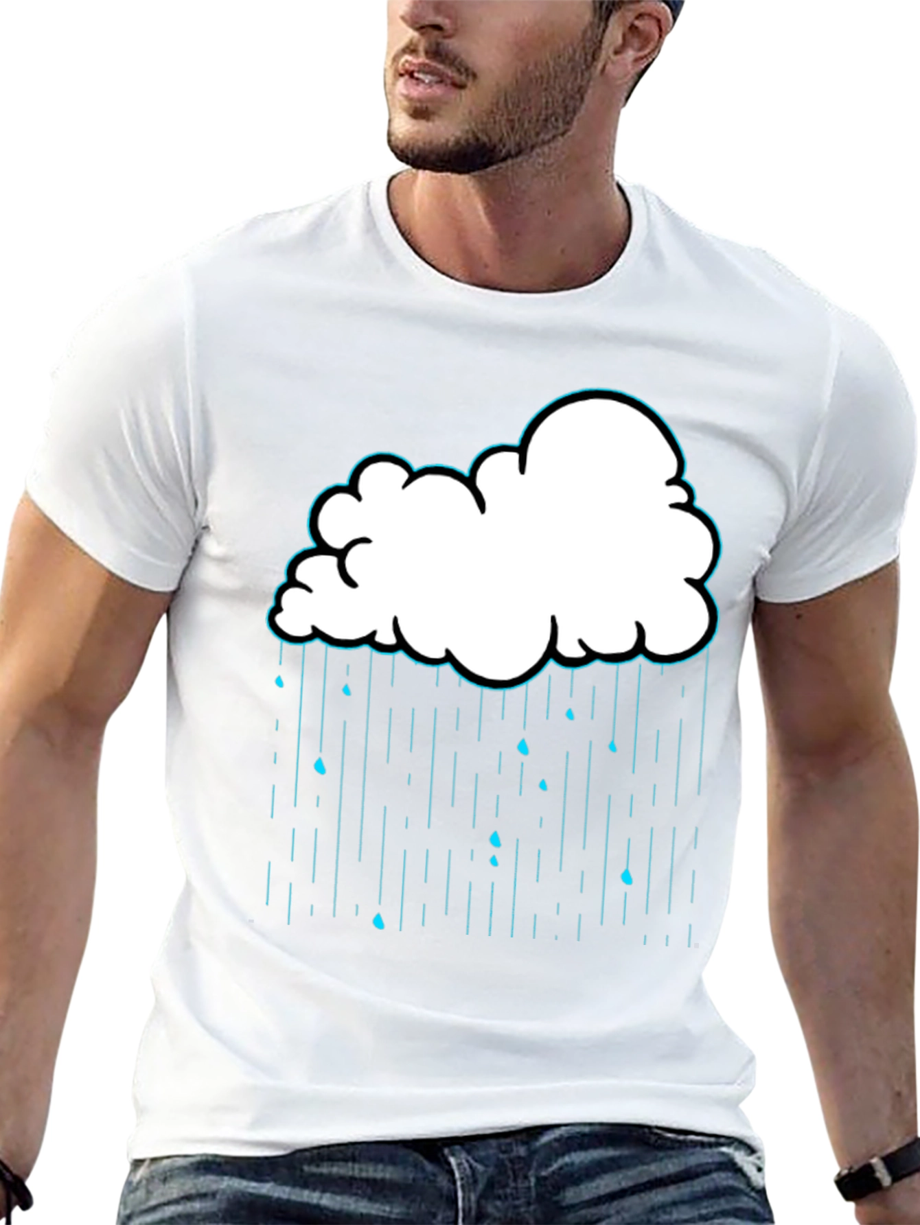 Rain Cloud Graphic Print Black T-Shirt
