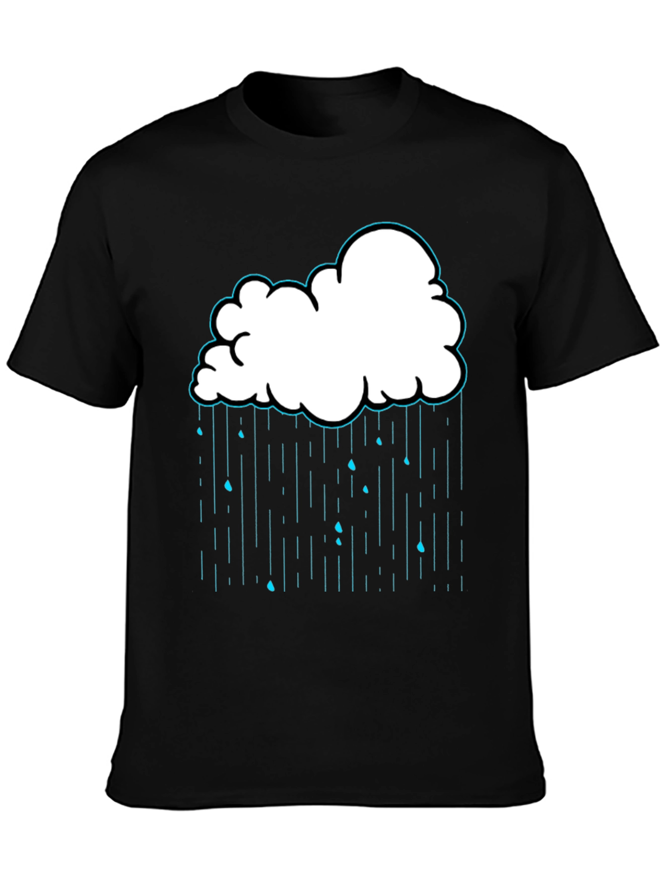Rain Cloud Graphic Print Black T-Shirt