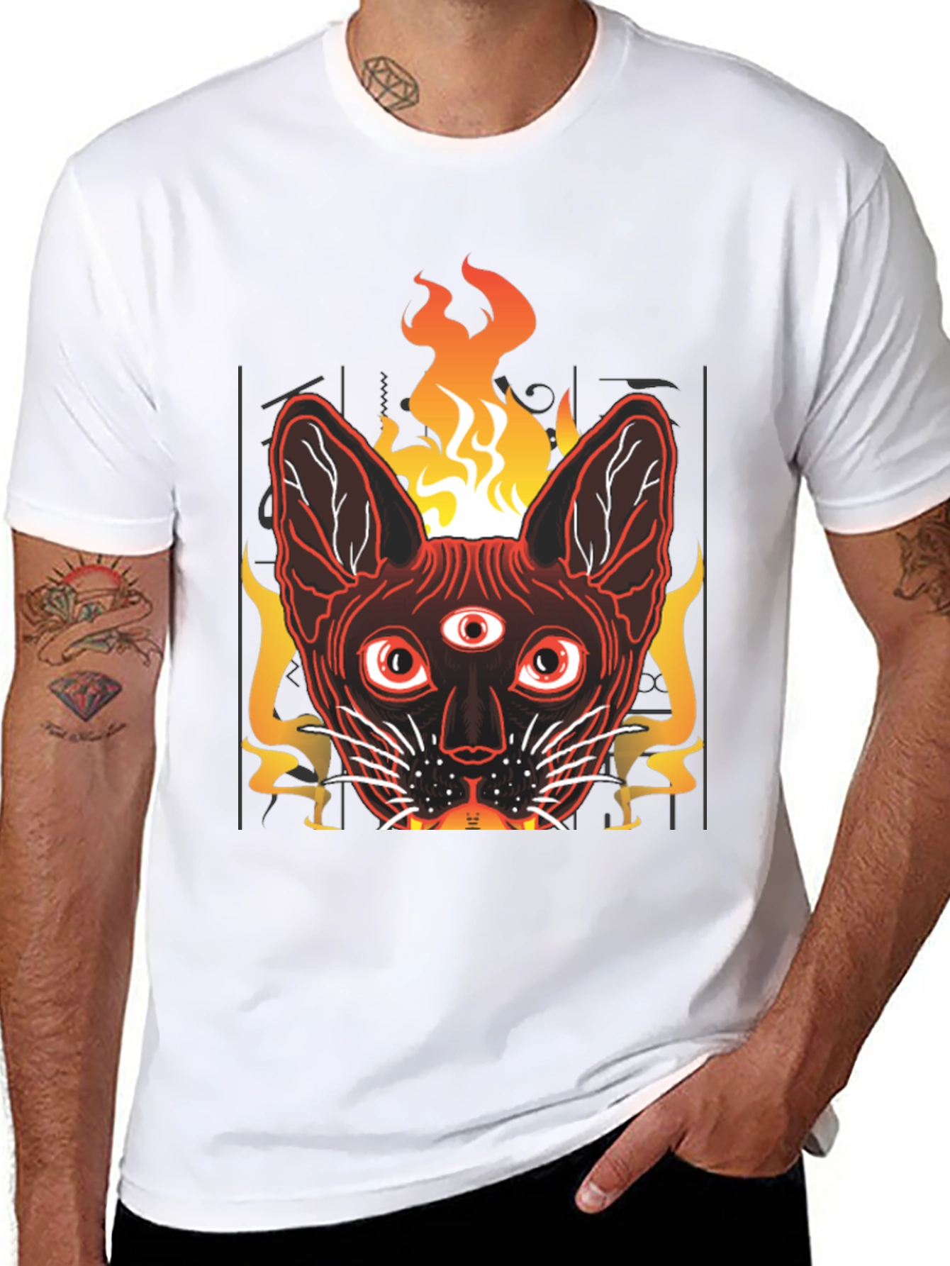 Mystic Cat Tee - Third Eye Fire Graphic