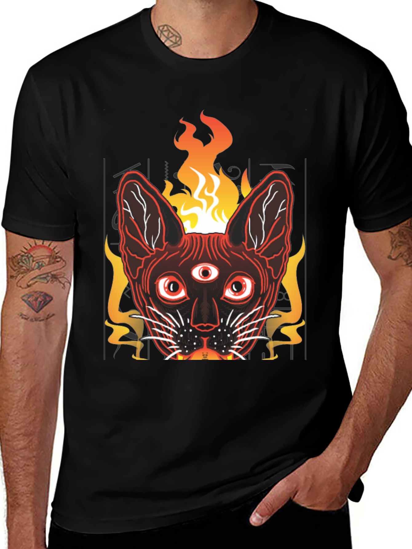 Mystic Cat Tee - Third Eye Fire Graphic
