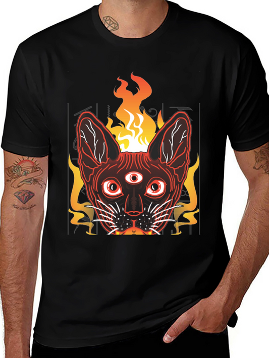 Mystic Cat Tee - Third Eye Fire Graphic