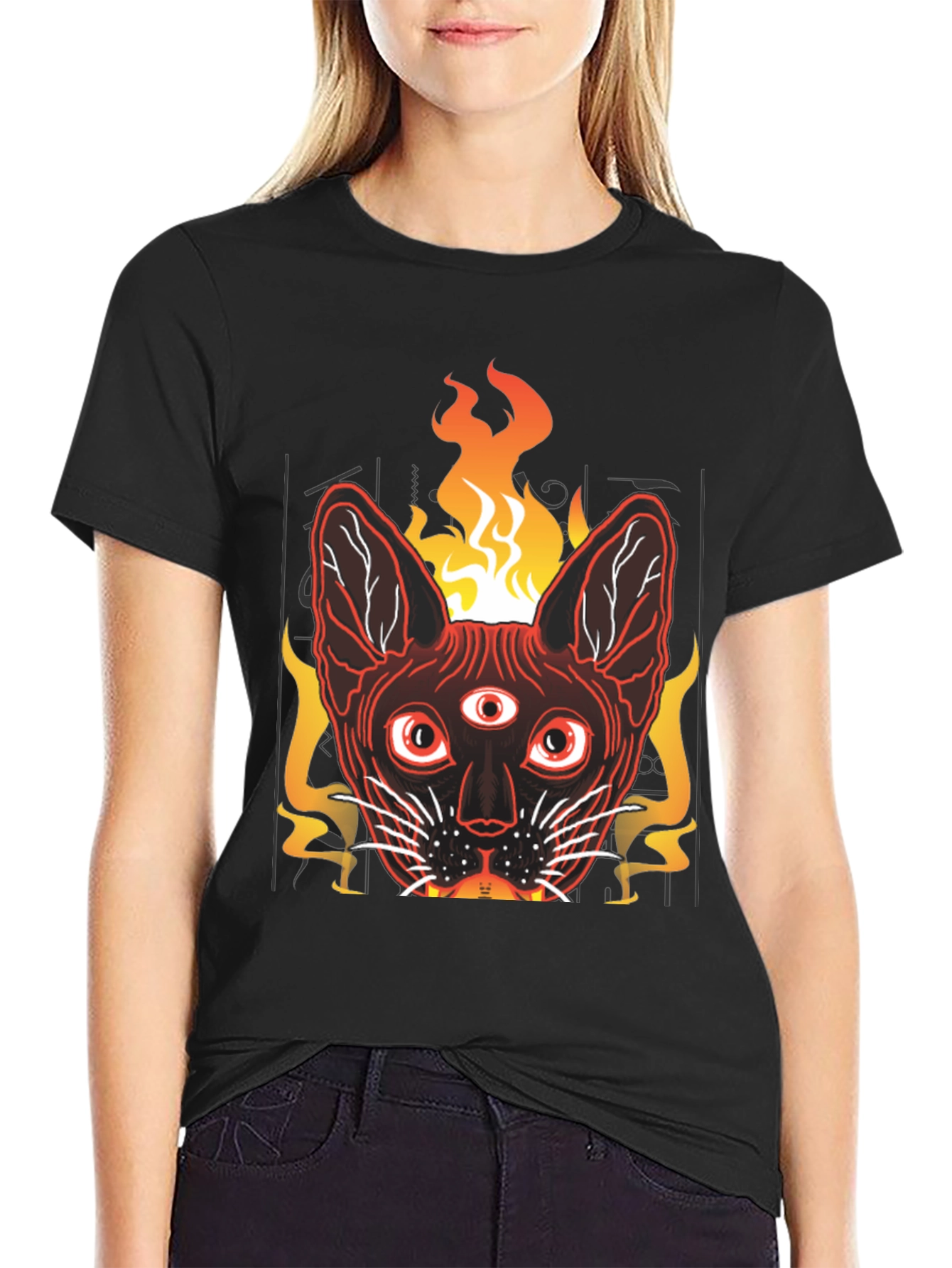 Mystic Cat Tee - Third Eye Fire Graphic