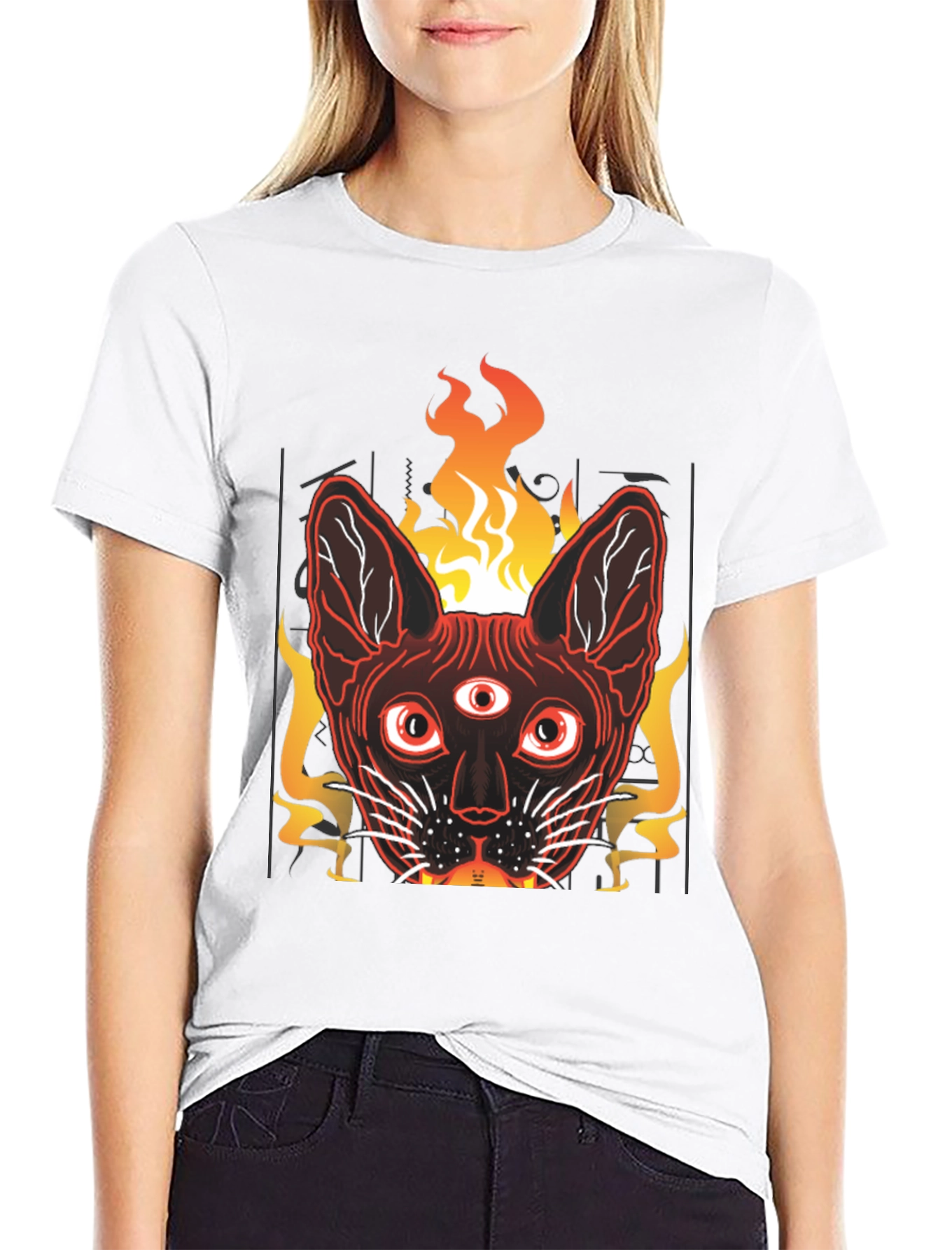 Mystic Cat Tee - Third Eye Fire Graphic
