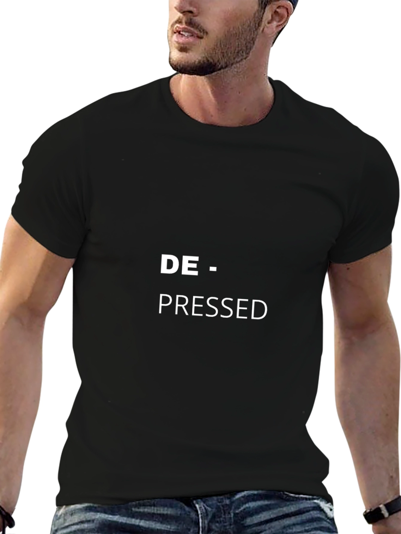 De-pressed Graphic Tee - Black Cotton T-Shirt