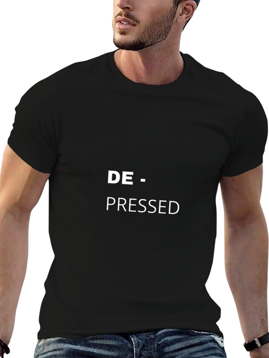 De-pressed Graphic Tee - Black Cotton T-Shirt