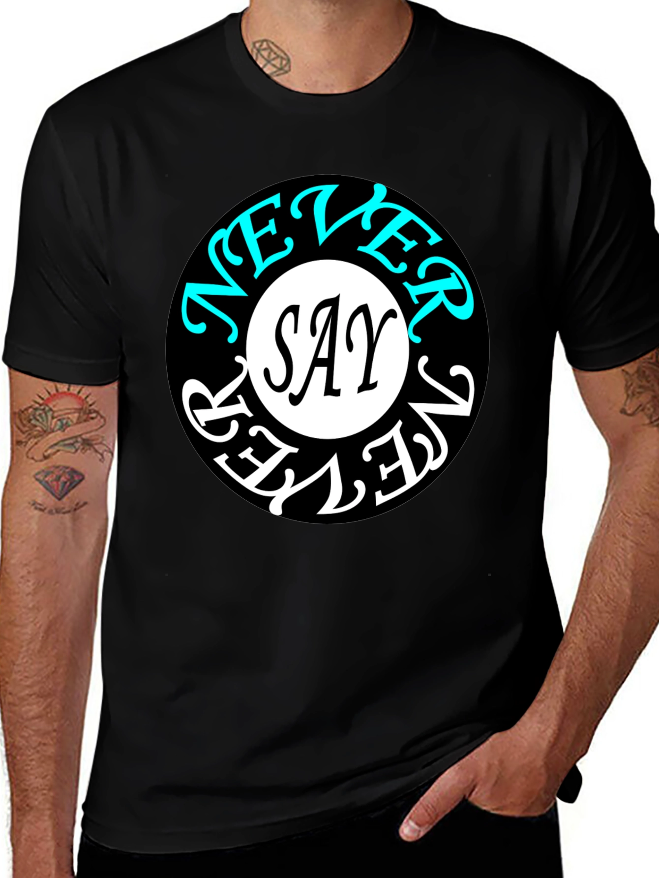 Never Say Never Graphic Tee - Stylish Black T-Shirt