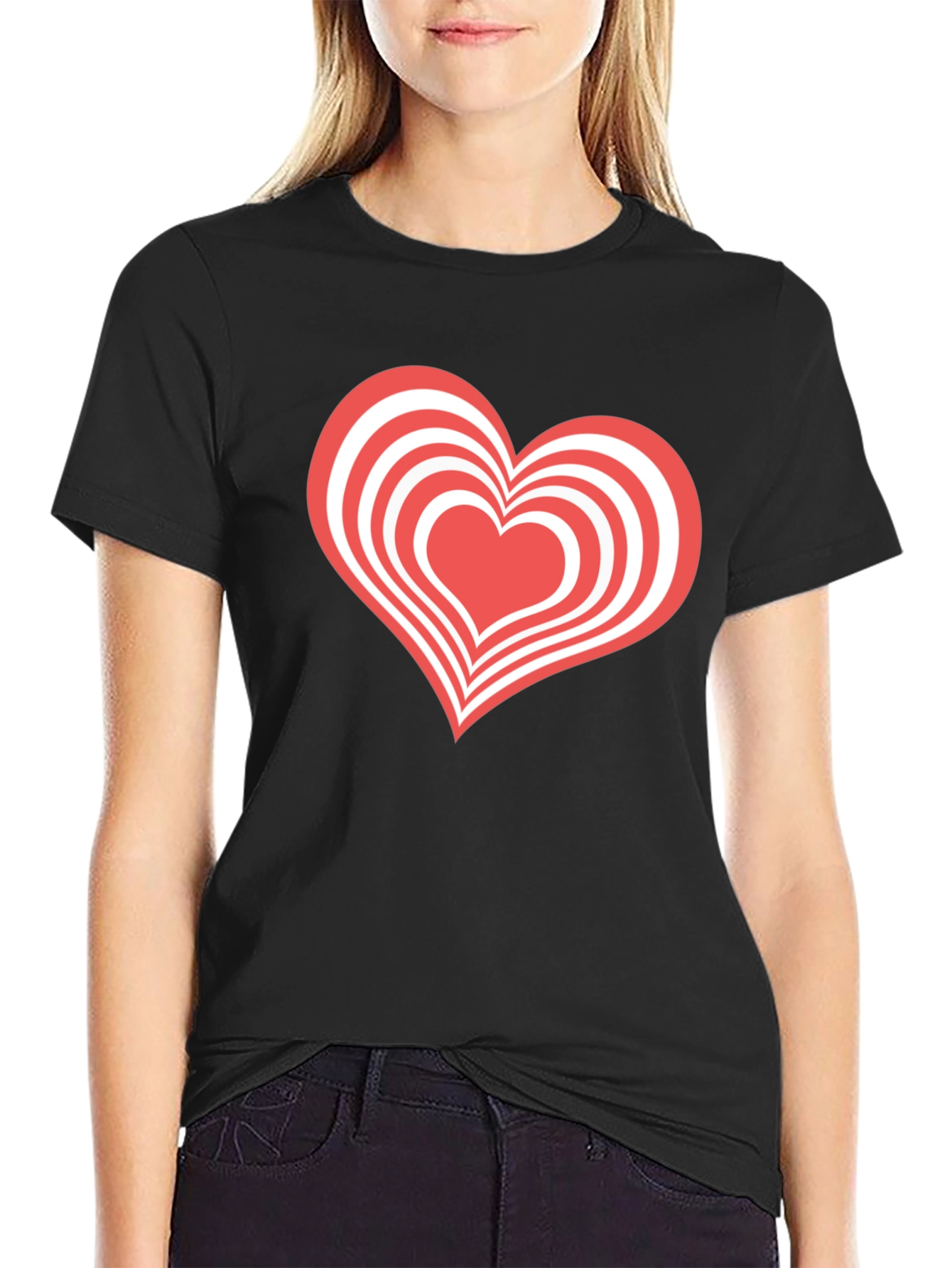 Heart Graphic Tee - Black Casual T-Shirt