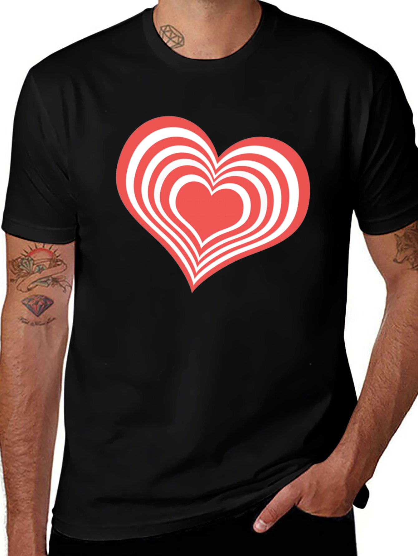 Heart Graphic Tee - Black Casual T-Shirt